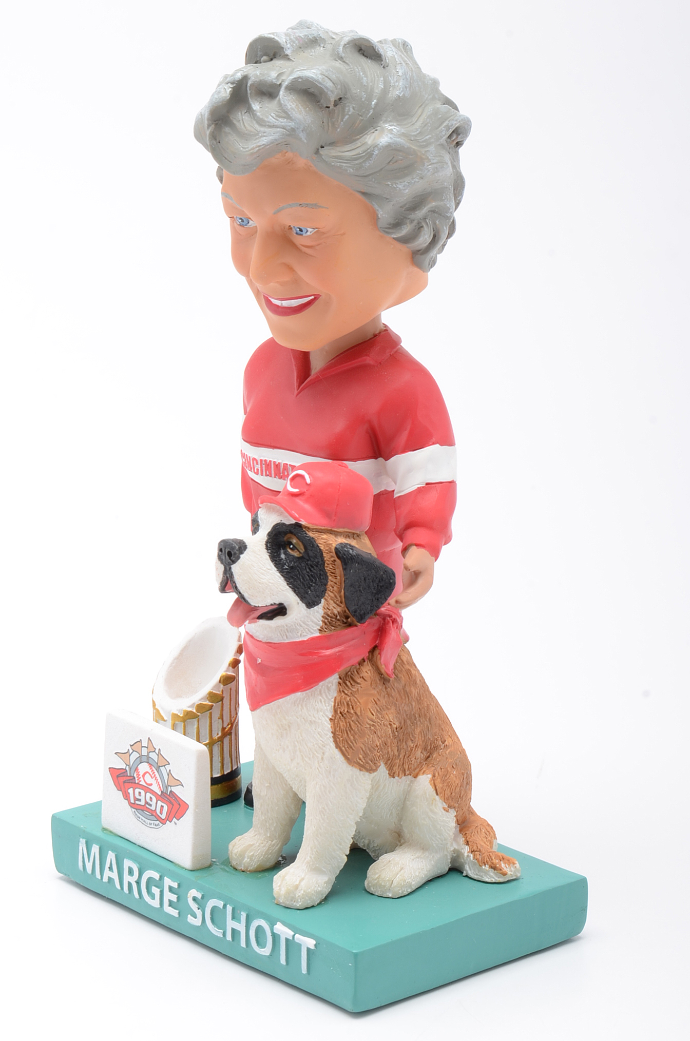 Marge Schott and Schottzie "1990 World Champions" Bobble Head Doll