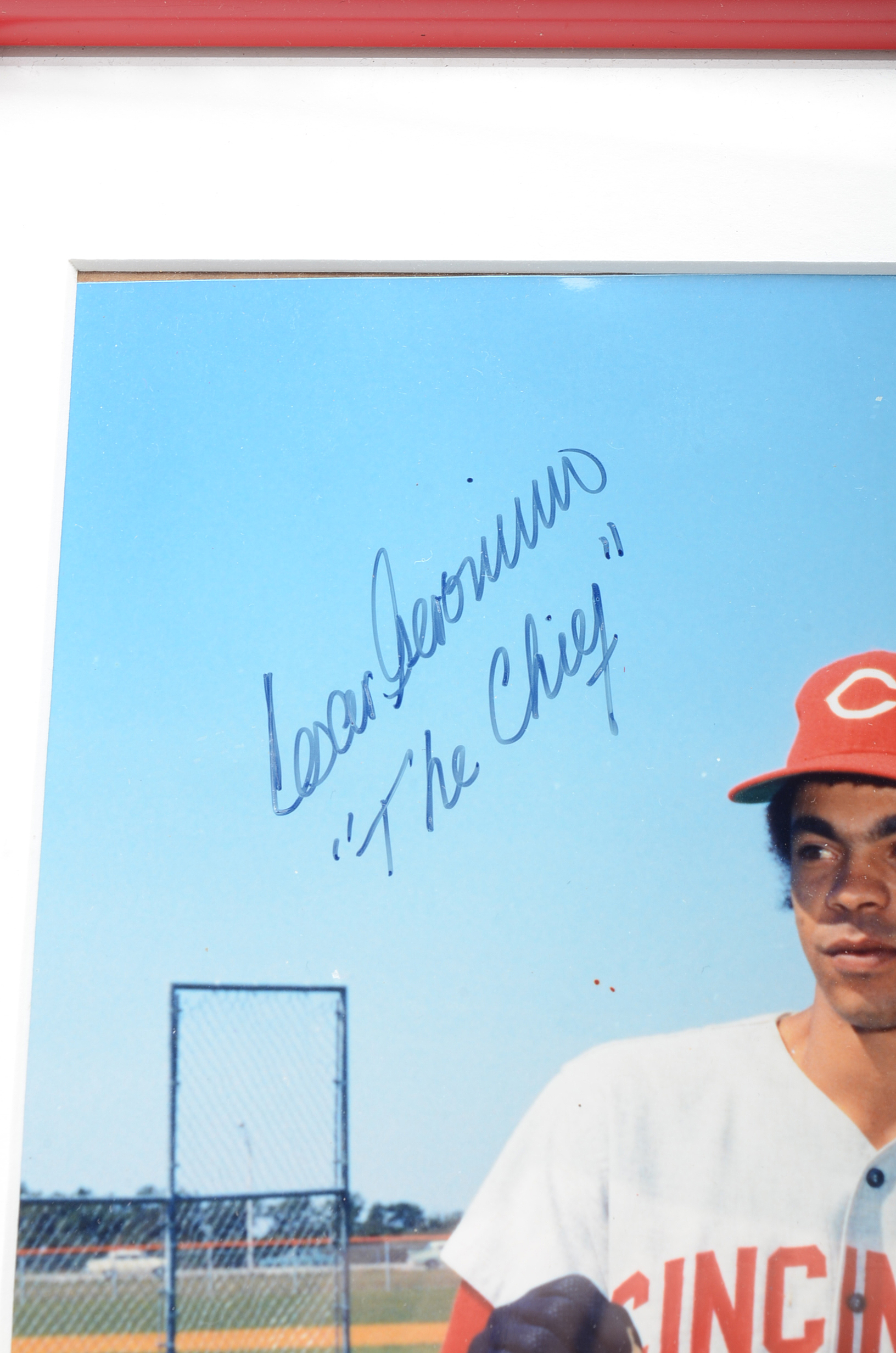 Cesar Geronimo Signed Reds Framed Photo  COA