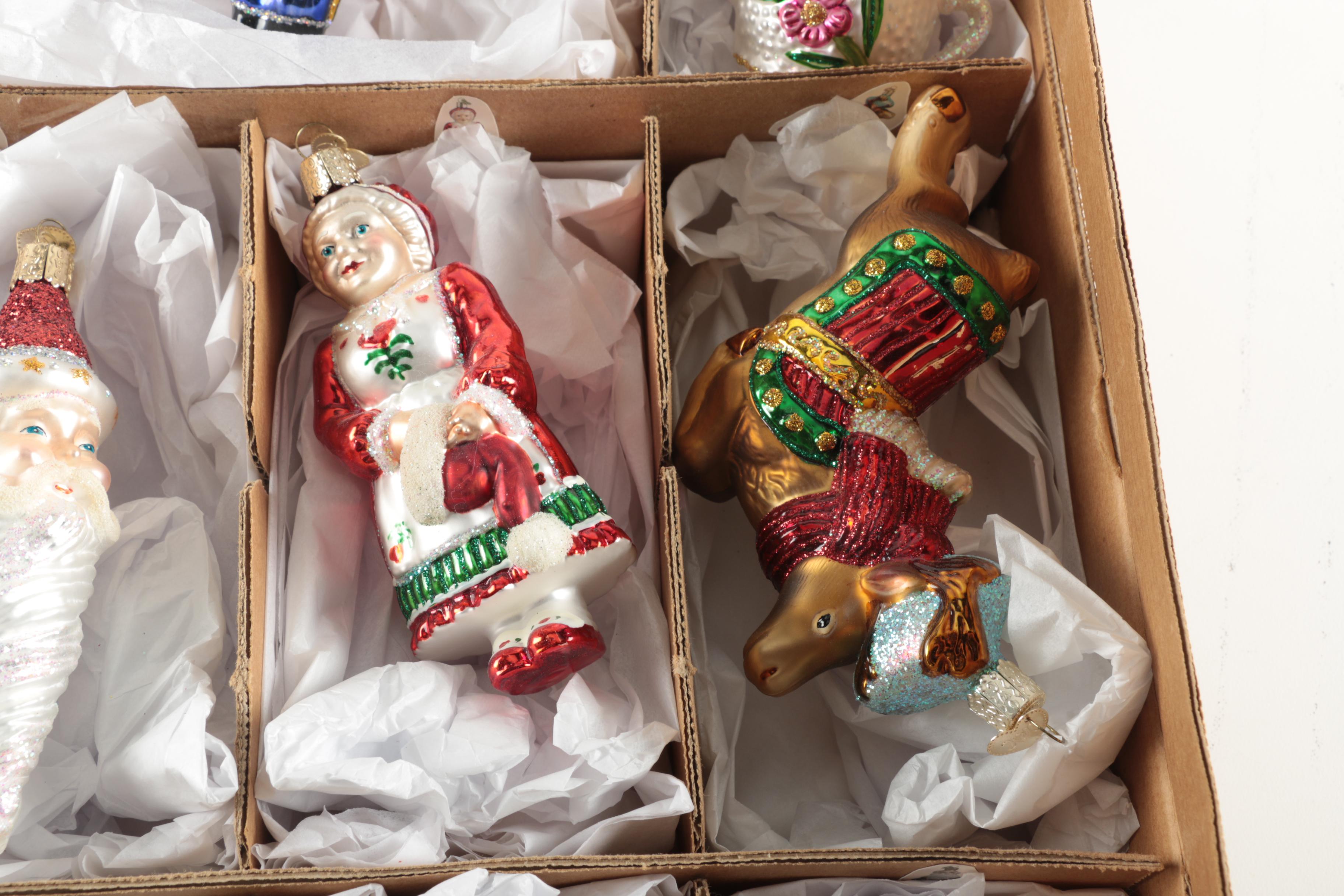 Collection of Merck Family Old World Glass Christmas Ornaments