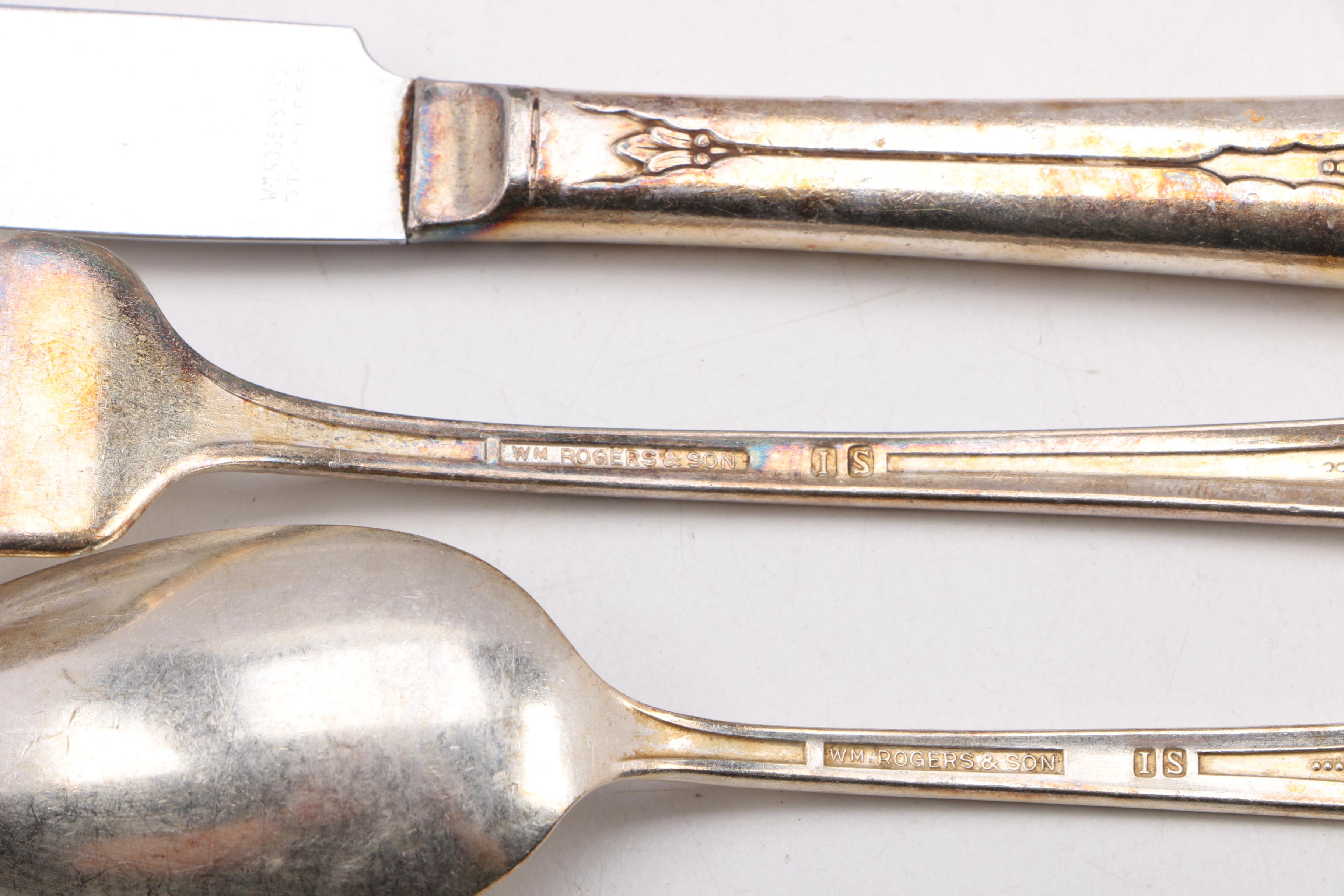 Wm. Rogers & Son Silver Plate "Gardenia" and Assorted Stainless Flatware