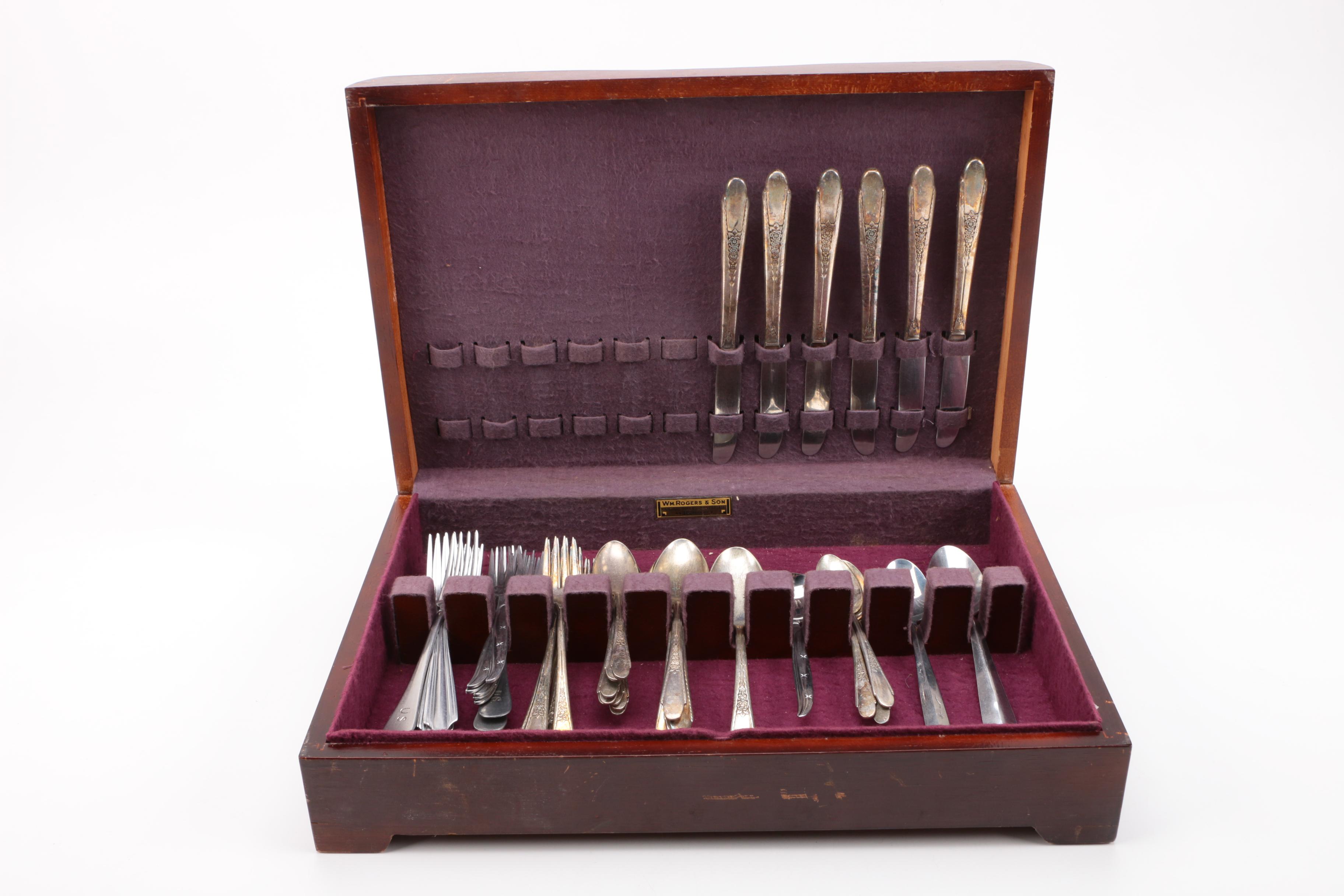 Wm. Rogers & Son Silver Plate "Gardenia" and Assorted Stainless Flatware