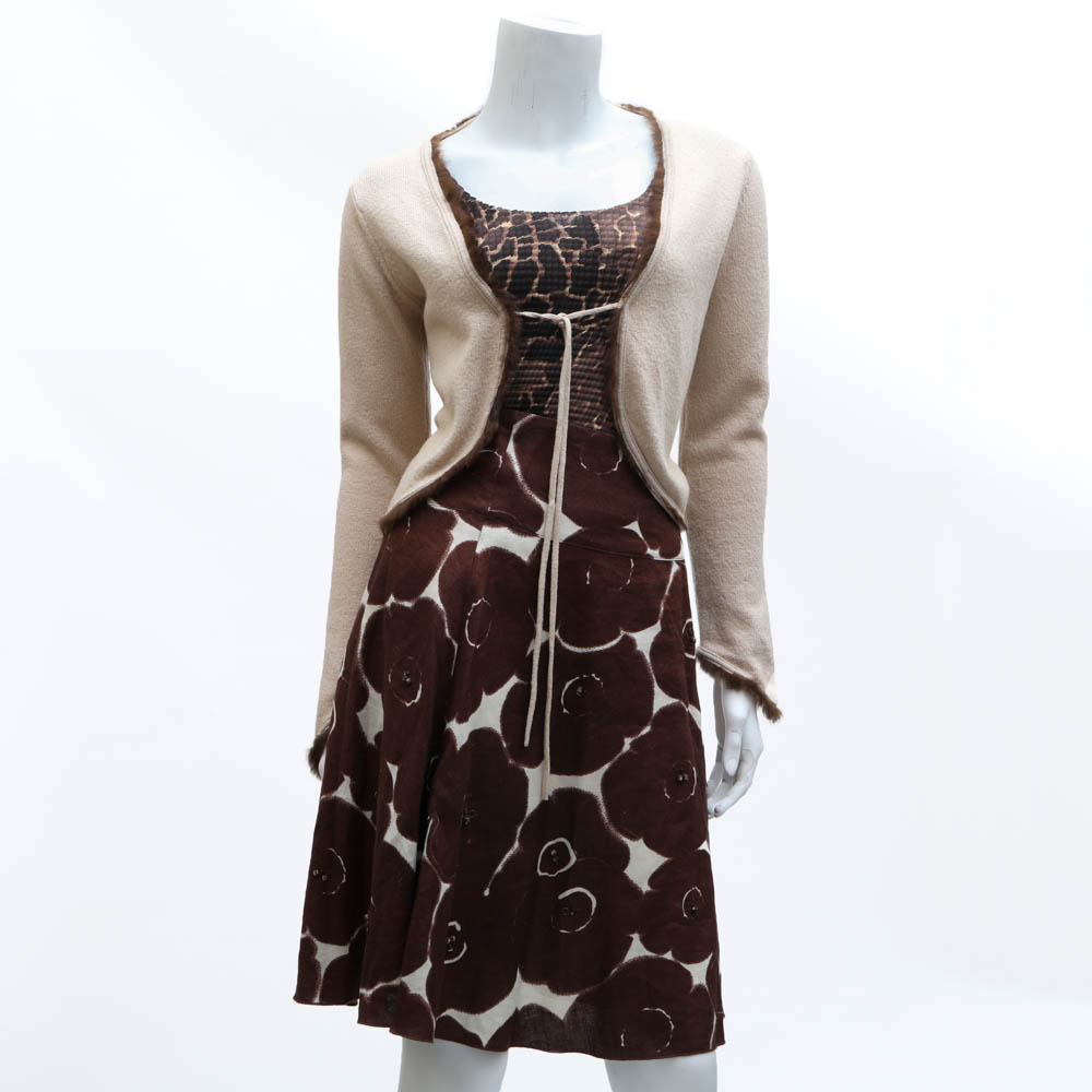 "Pam McMahon" Skirt, "Nicola" Shell and Vintage Cardigan