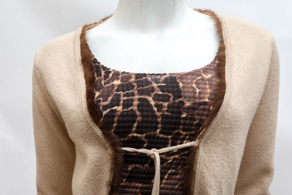 "Pam McMahon" Skirt, "Nicola" Shell and Vintage Cardigan