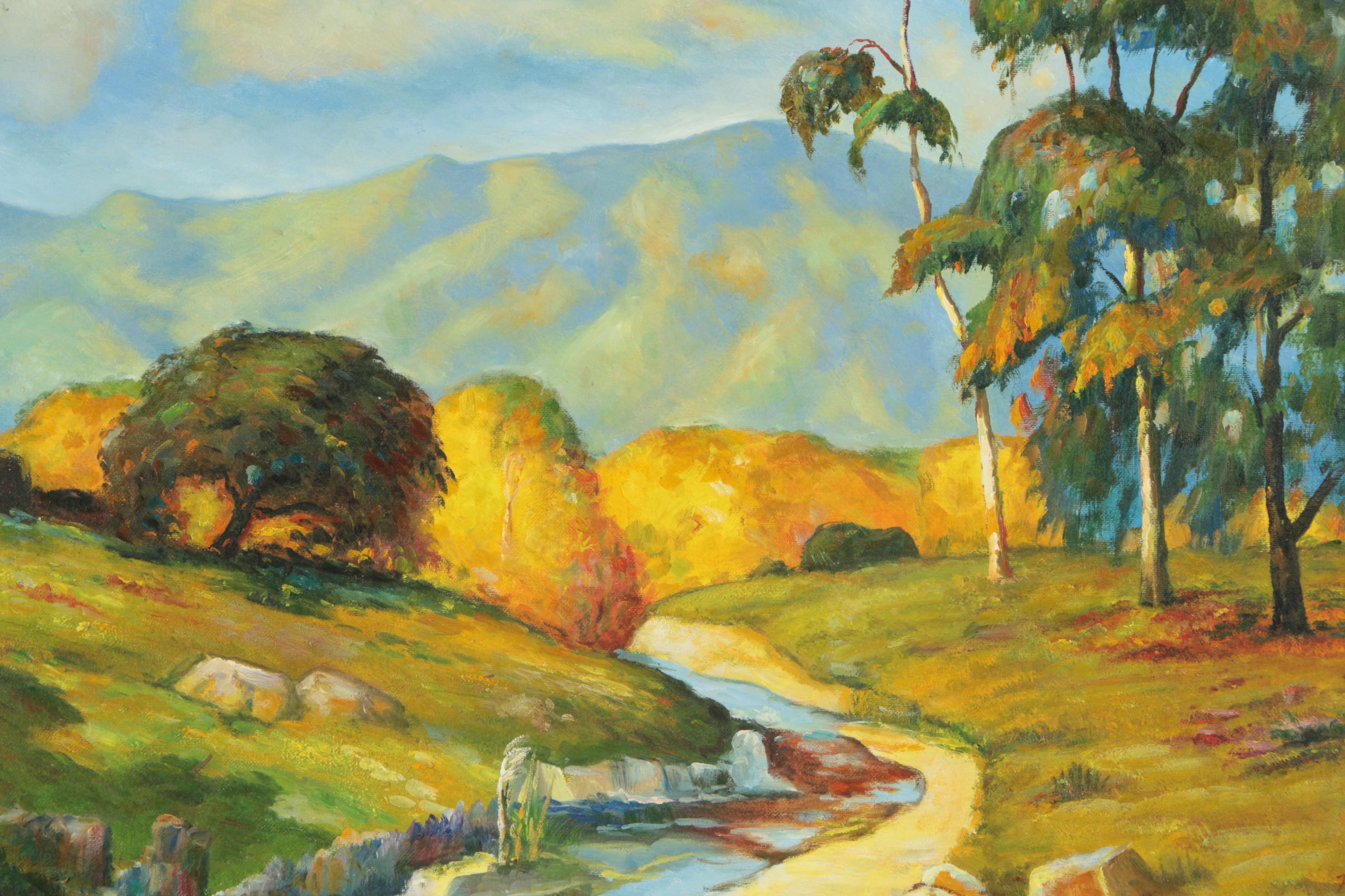 Neal Jackson Landscape Oil Painting on Canvas "Autumn Sycamores"