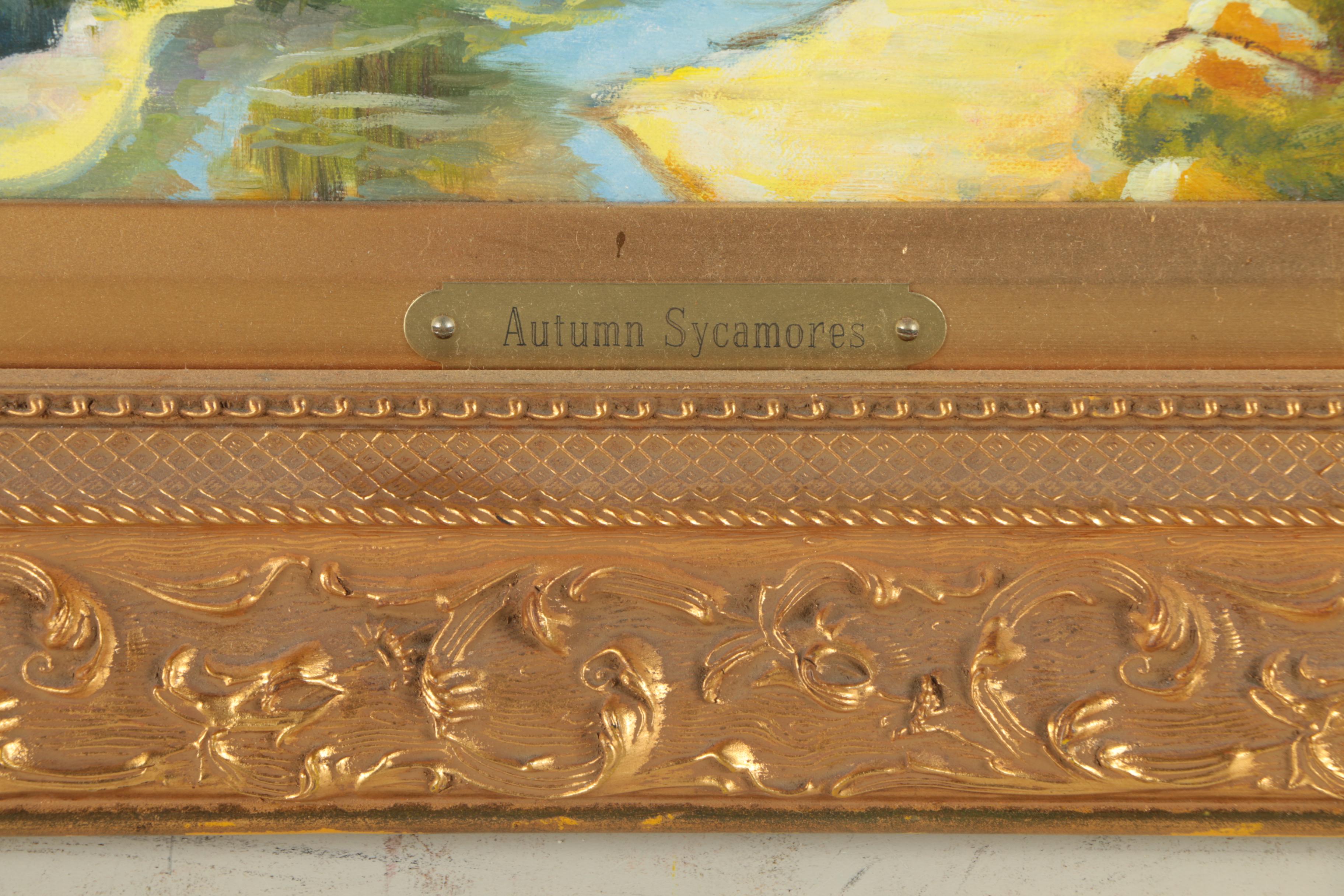 Neal Jackson Landscape Oil Painting on Canvas "Autumn Sycamores"