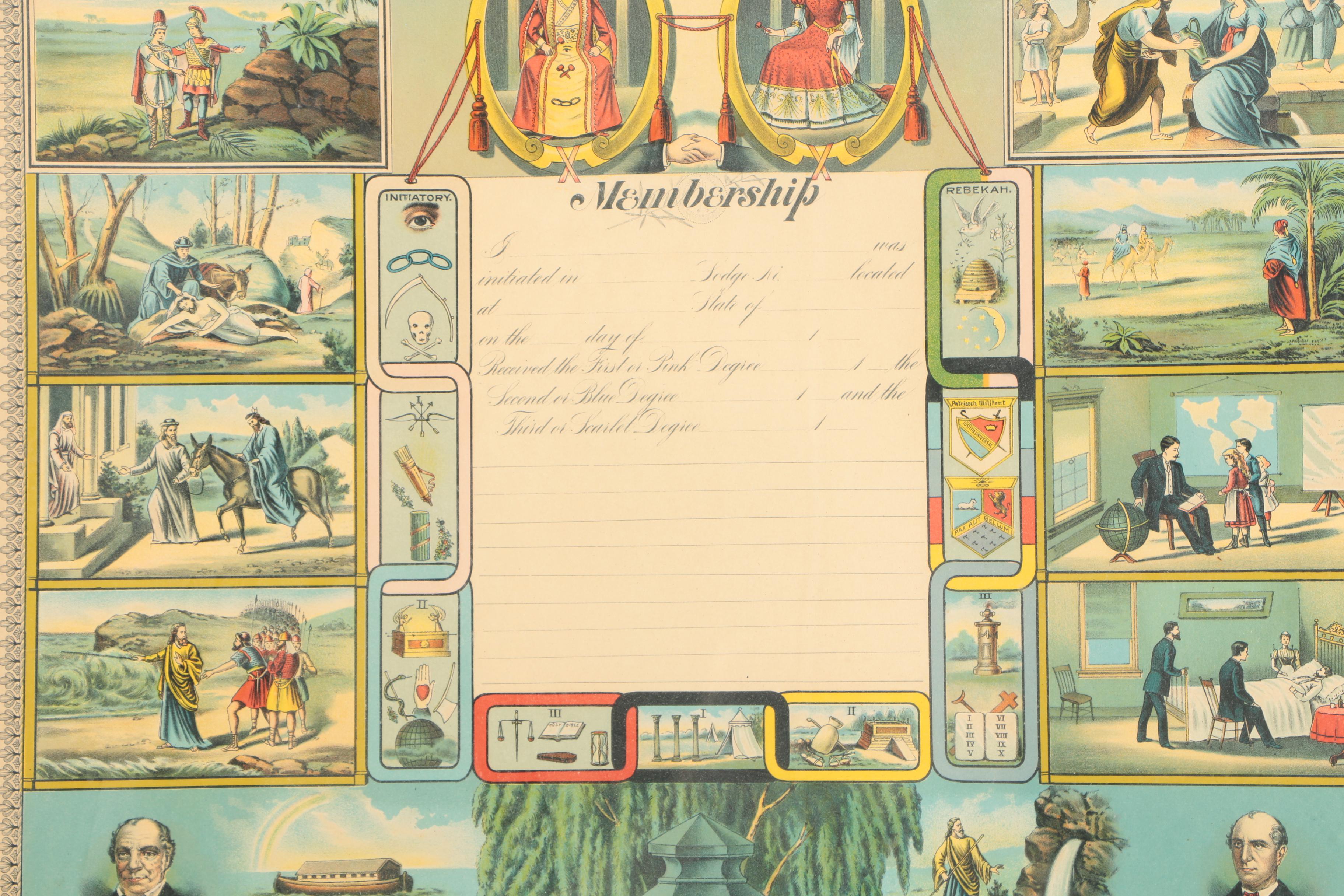 I.O.O.F. Cemetery Records Color Lithograph Poster on Paper