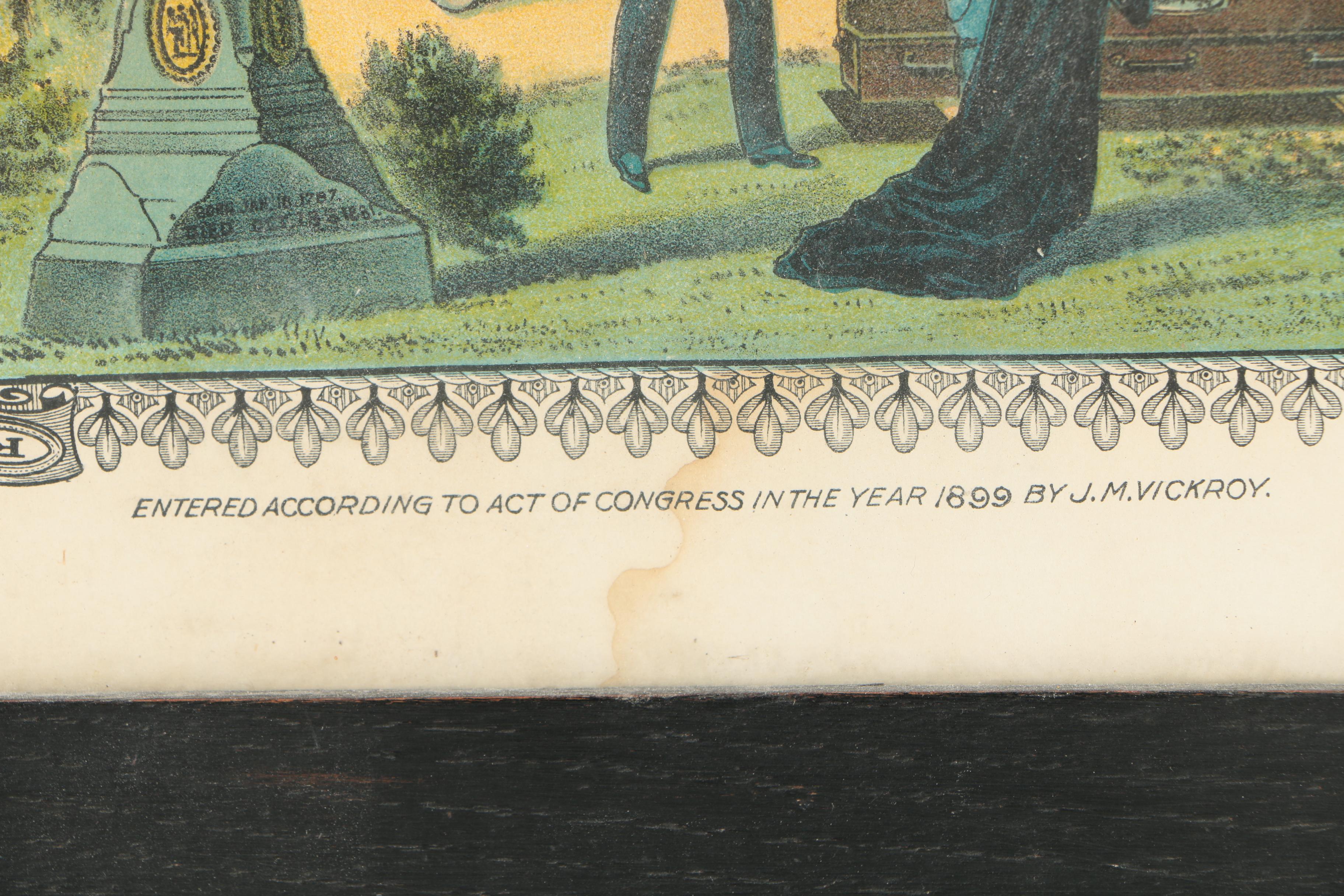 I.O.O.F. Cemetery Records Color Lithograph Poster on Paper