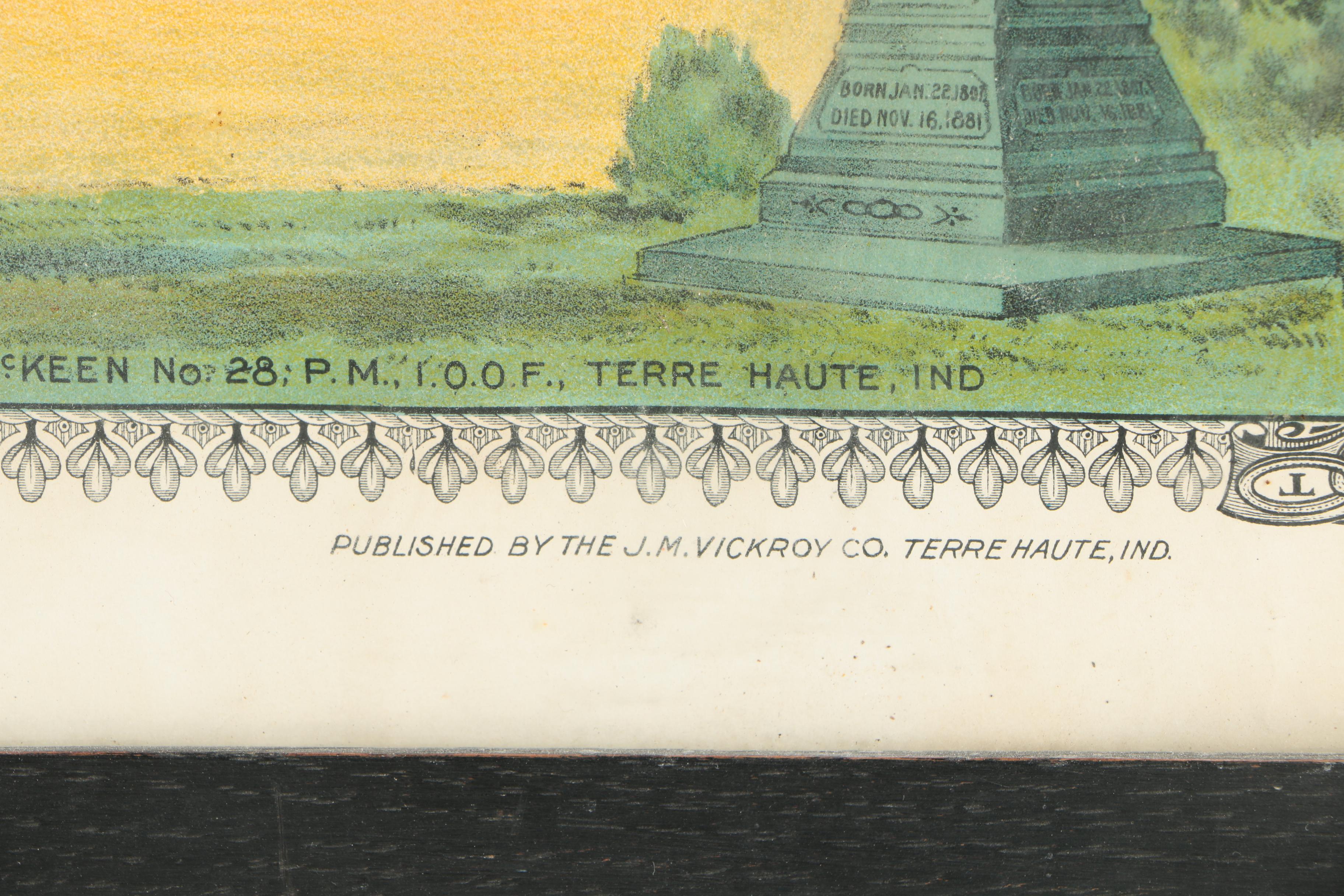 I.O.O.F. Cemetery Records Color Lithograph Poster on Paper