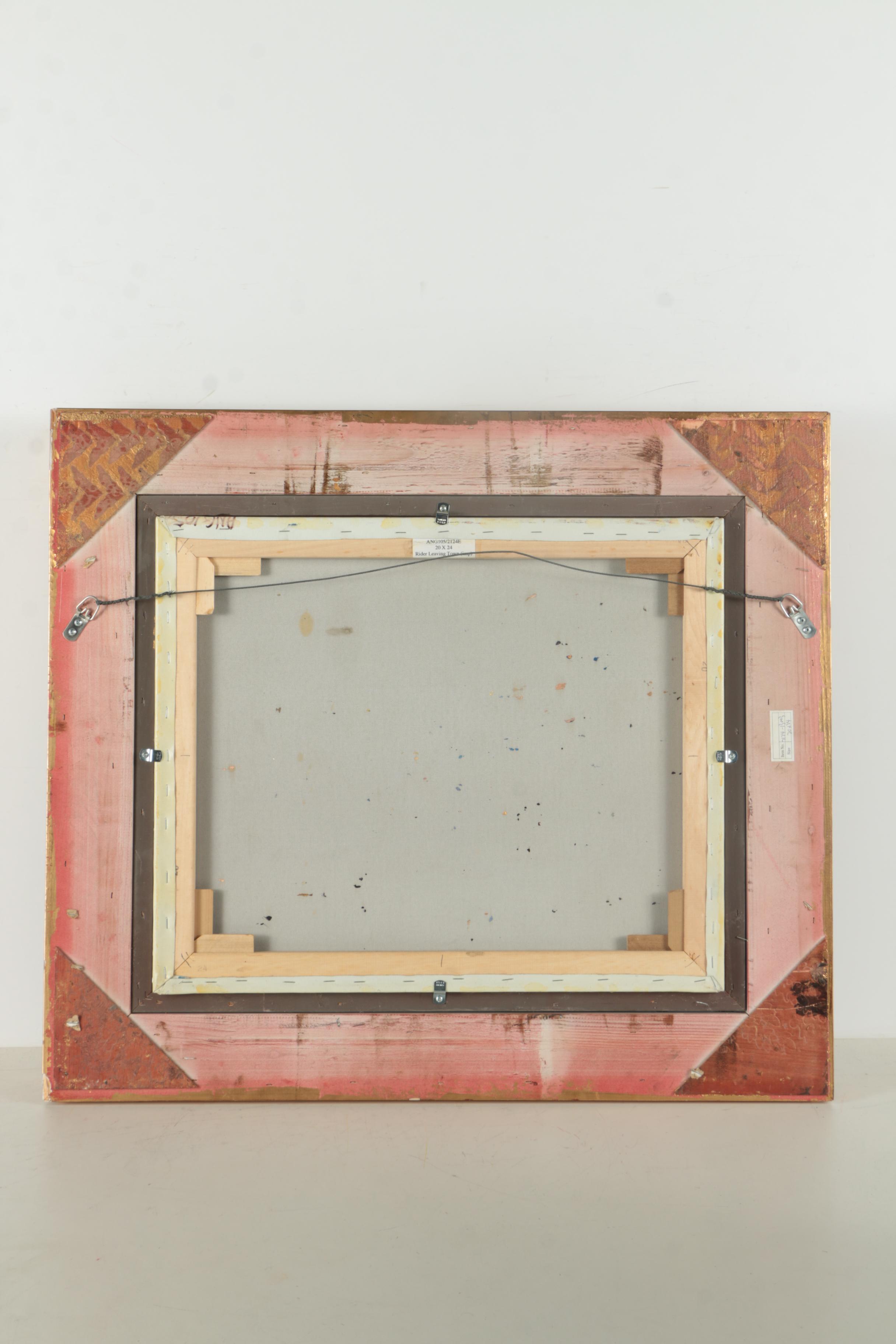 Oil Painting on Canvas "Rider Leaving Town"