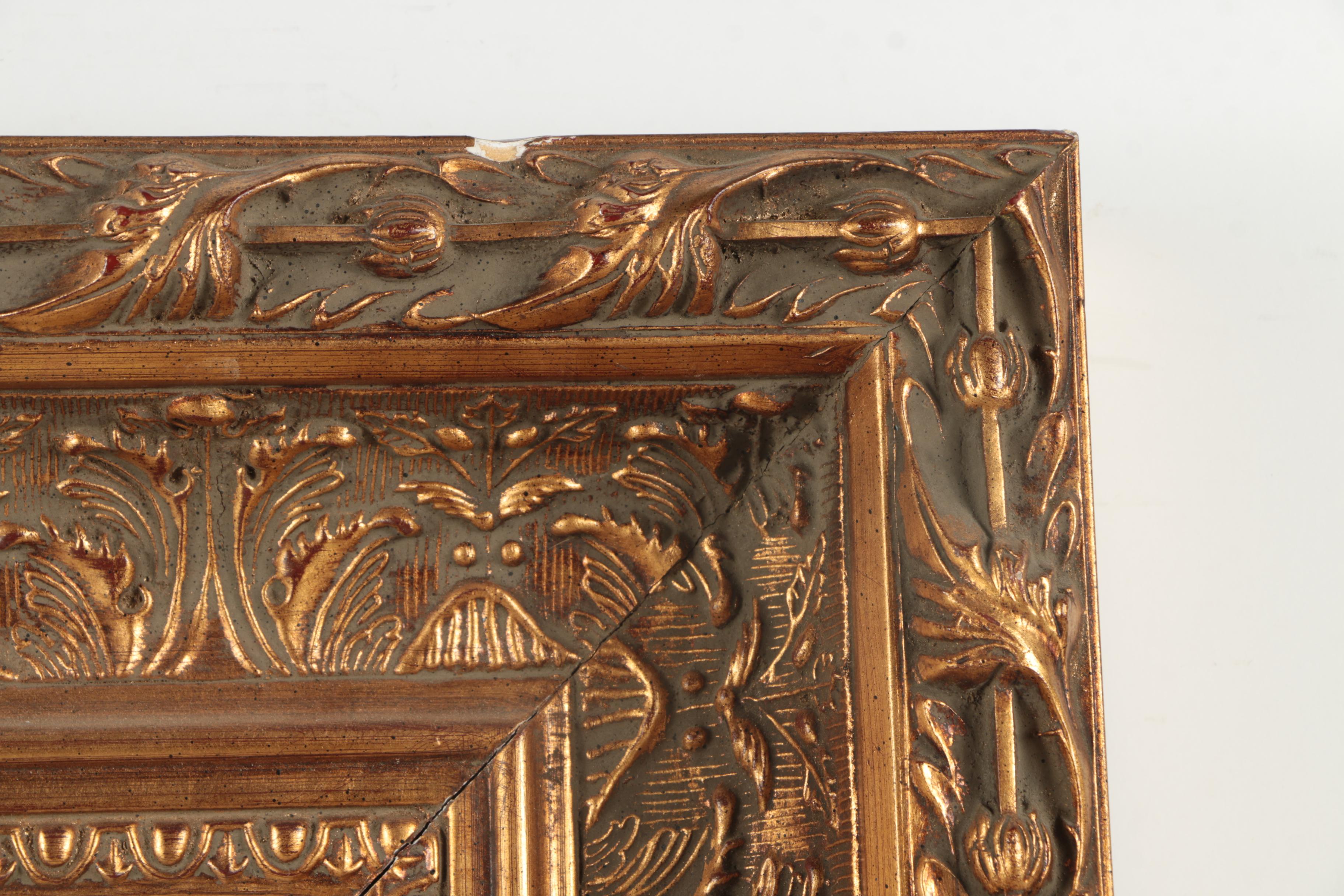 O. Lamer Oil Painting on Canvas of Grazing Highland Sheep