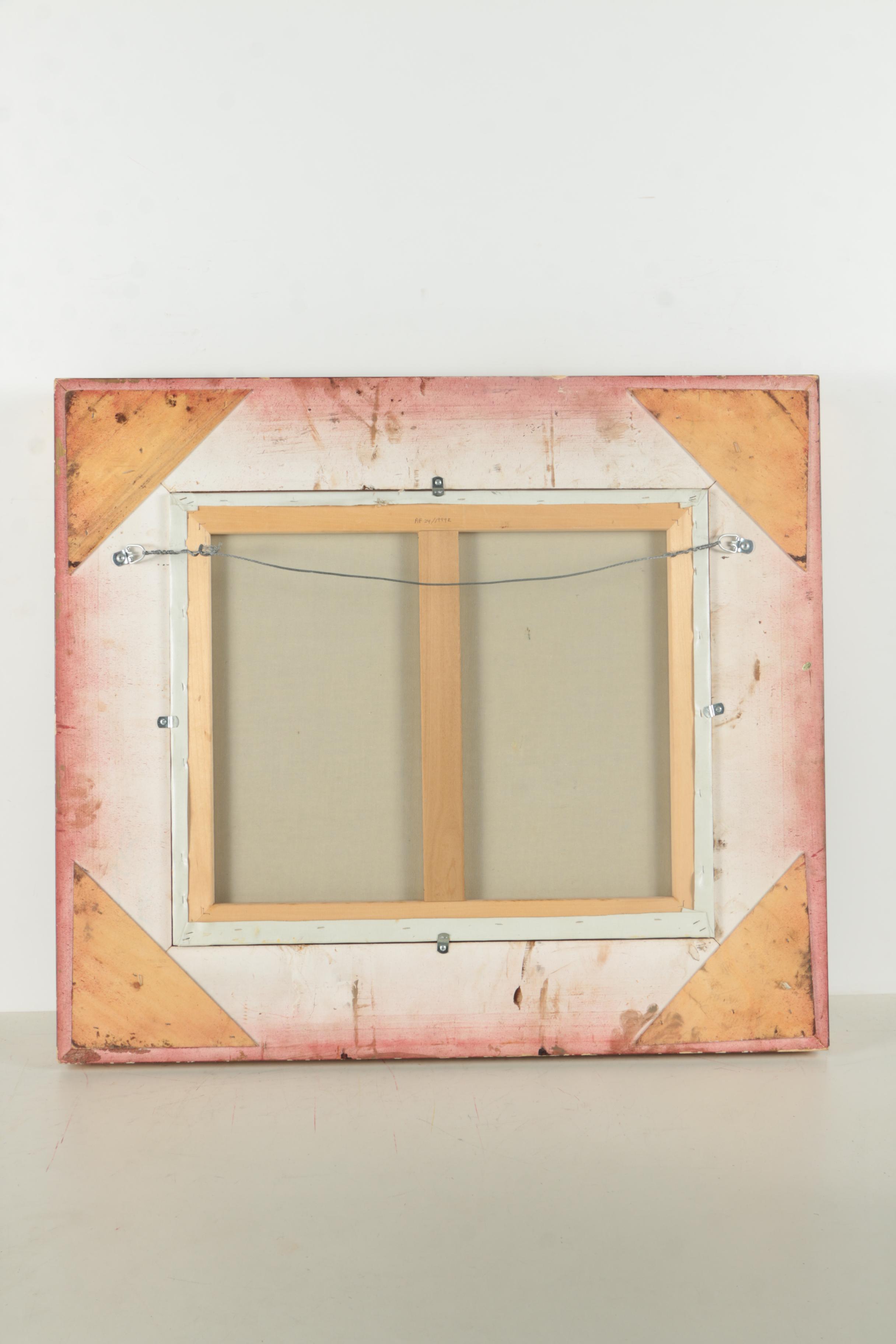 O. Lamer Oil Painting on Canvas of Grazing Highland Sheep