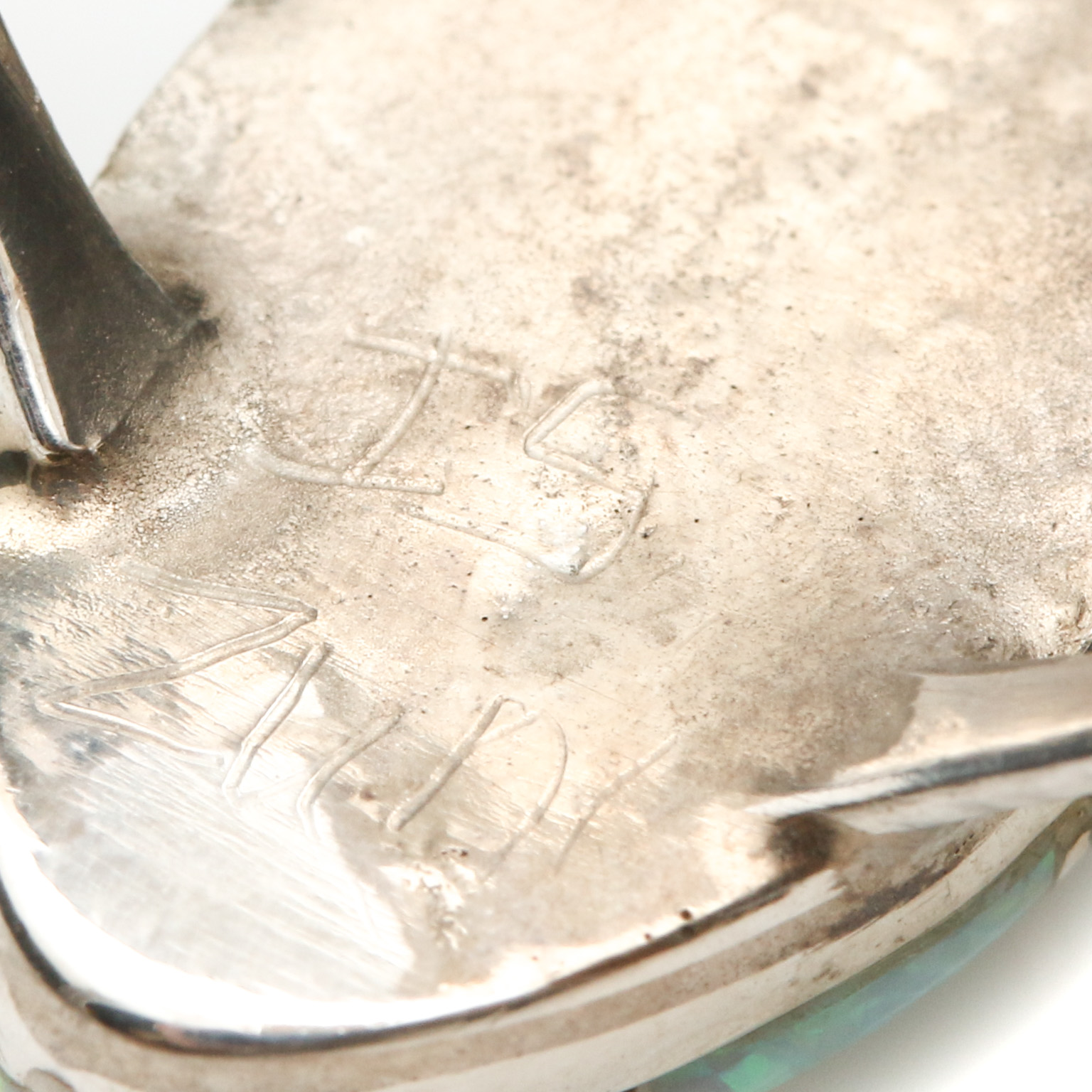 Irene Simplicio Zuni Sterling Silver Opal Mosaic Inlay Navette Ring