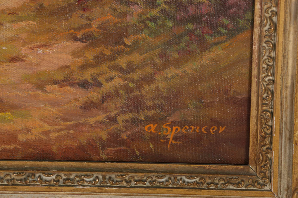 Augustus Spencer Oil Painting on Canvas "Country Cottage"