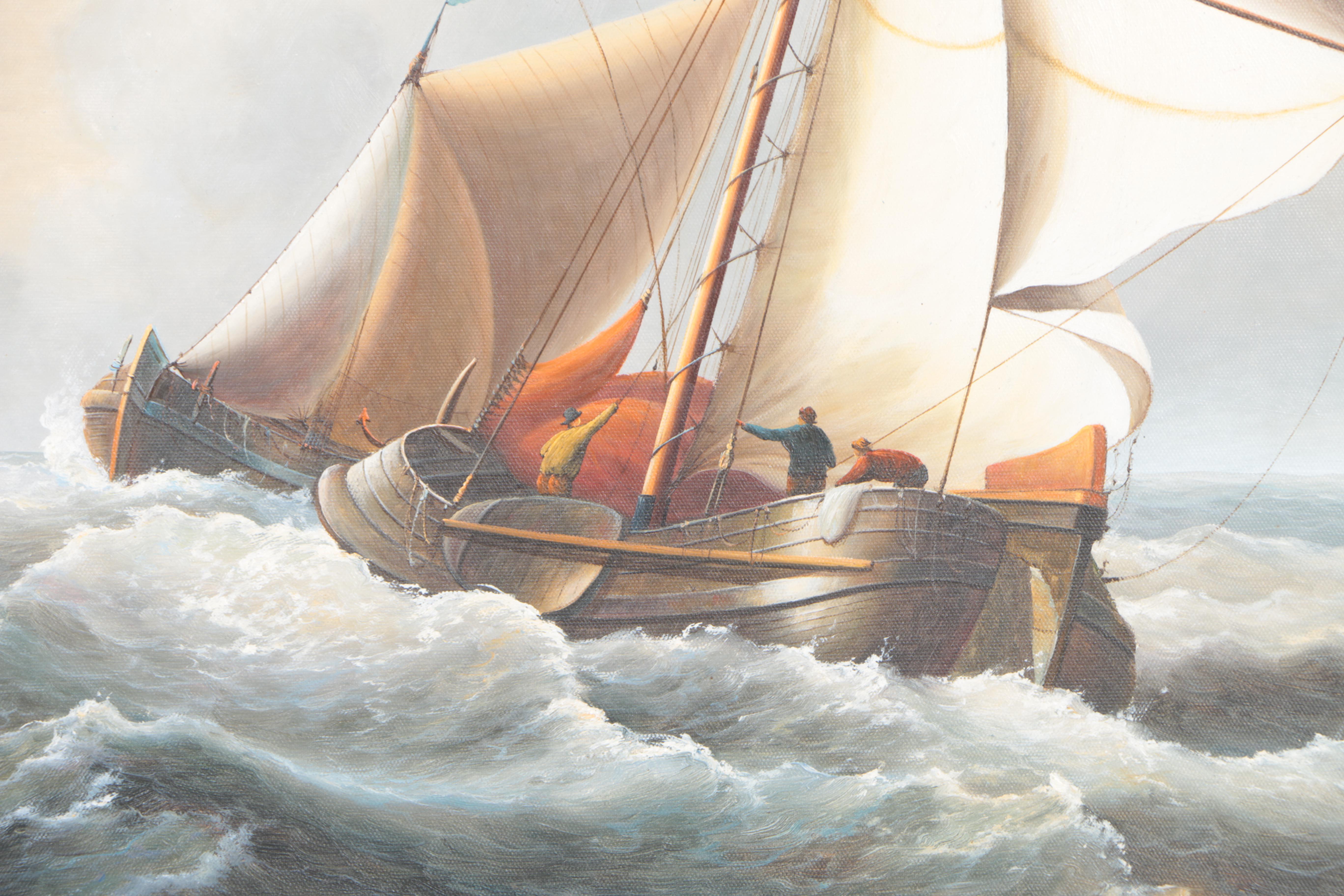 Simon Timmerman Oil Painting "Dutch Vessel in a Strong Breeze"