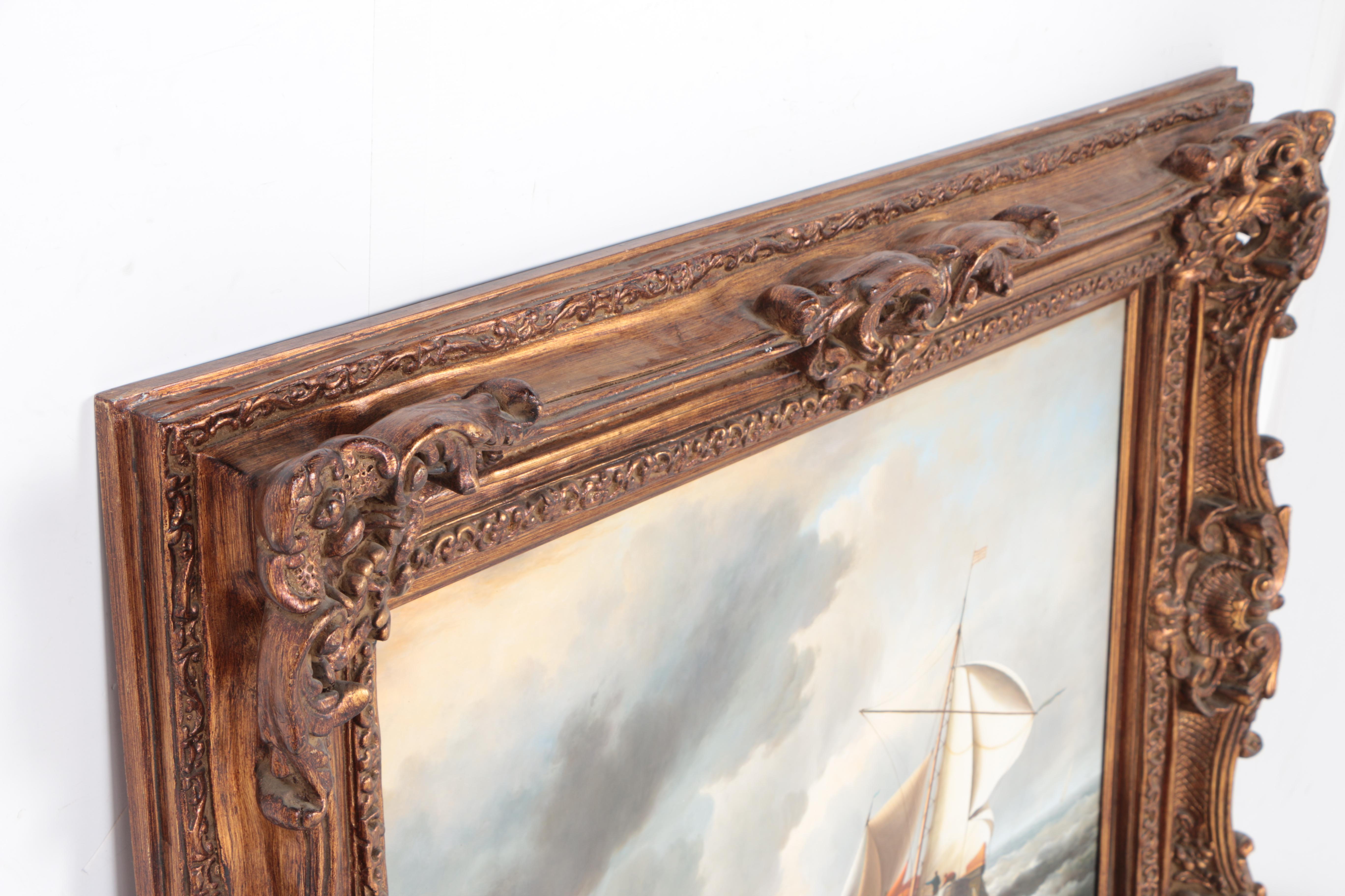 Simon Timmerman Oil Painting "Dutch Vessel in a Strong Breeze"