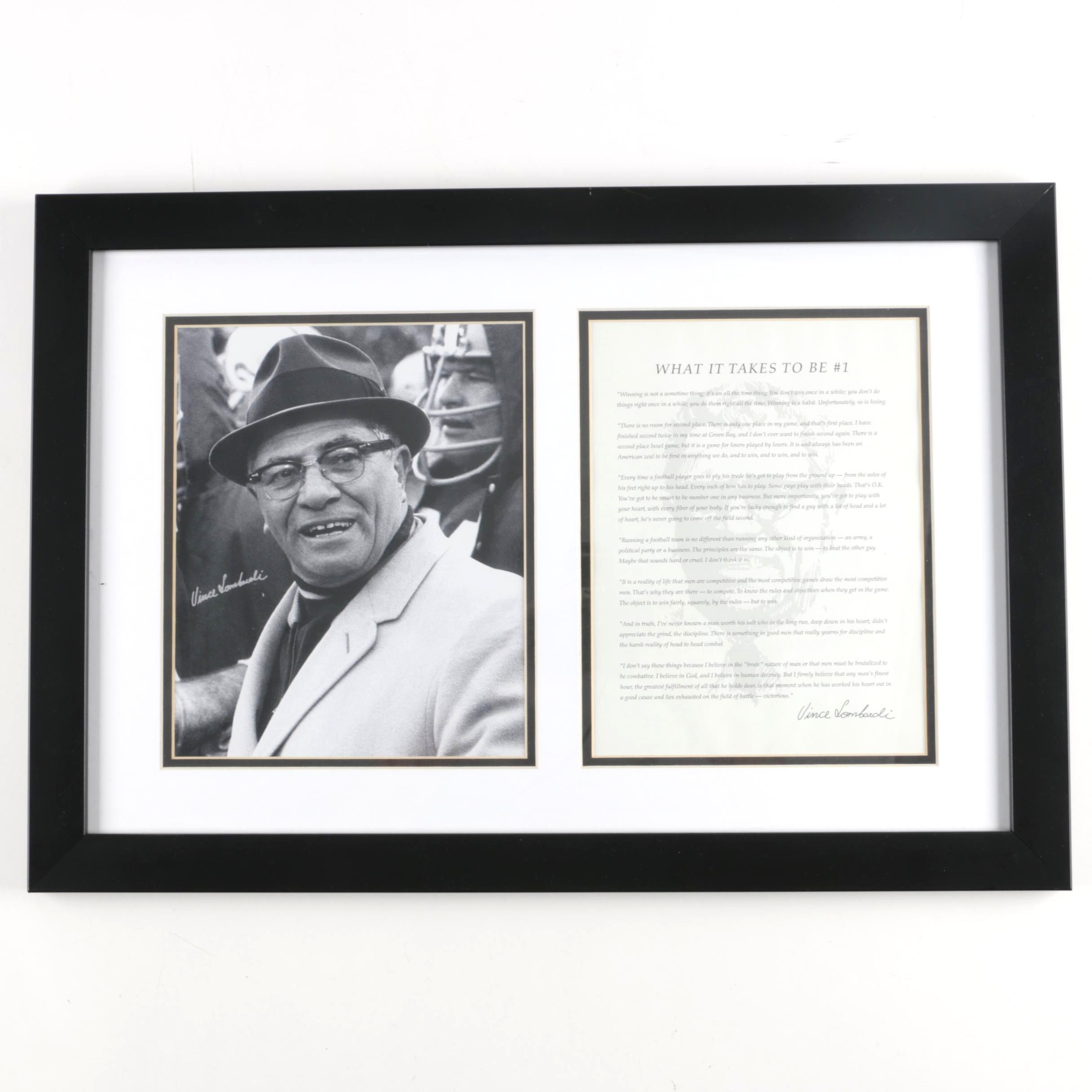 Signed Vince Lombardi Photograph