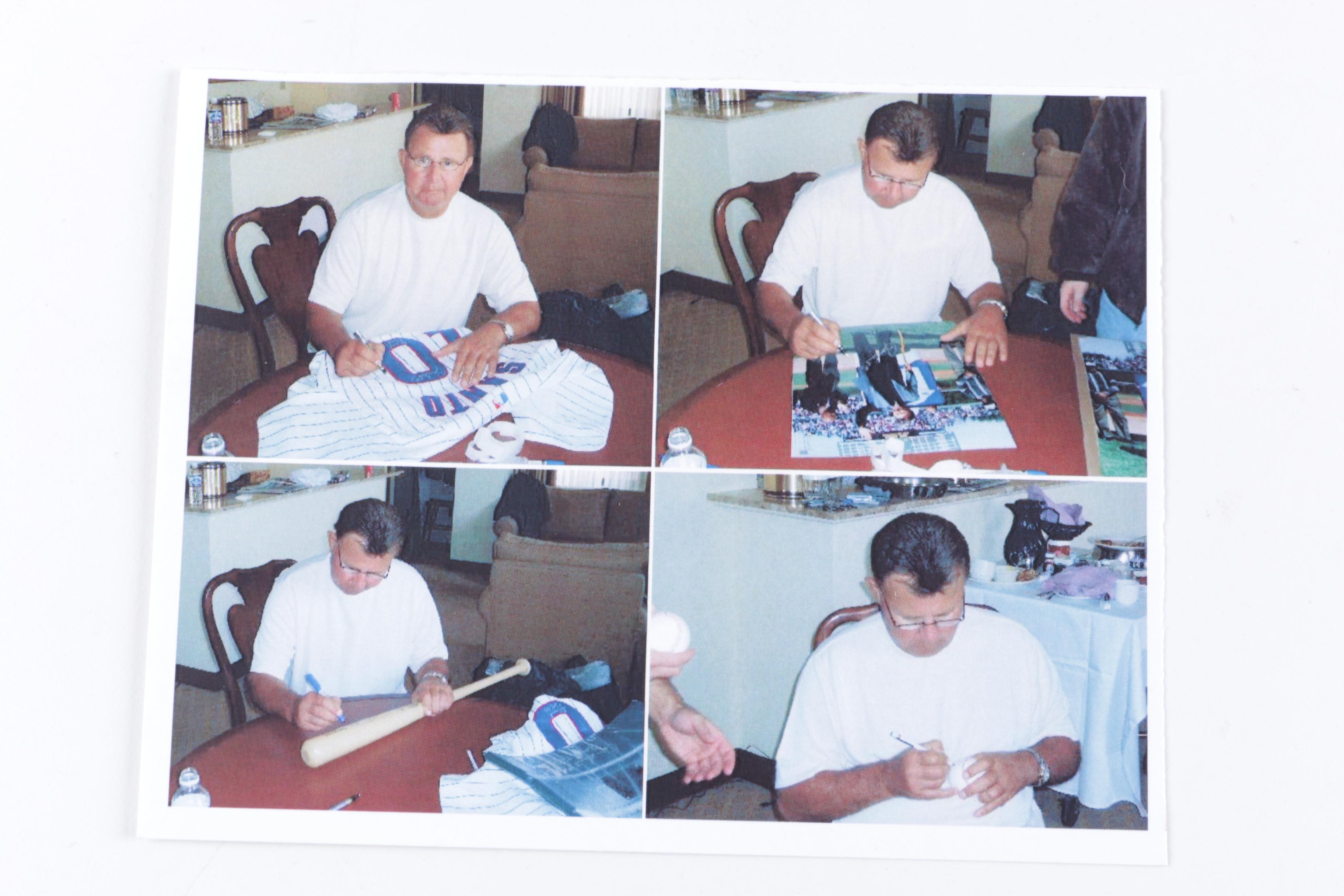 Ron Santo Autographed Baseball with Player Card Display