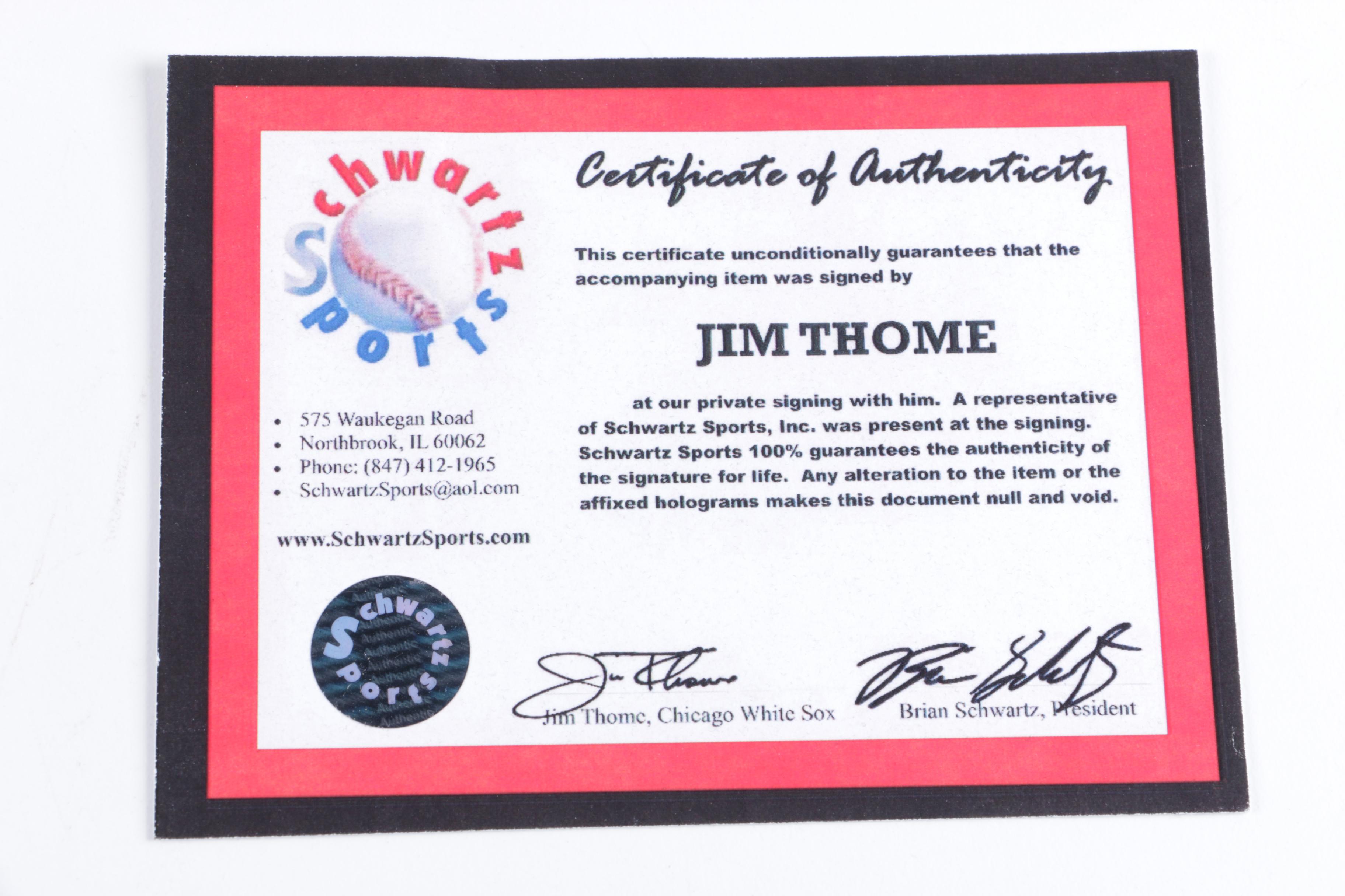 Signed Jim Thome Black Wood Baseball Bat