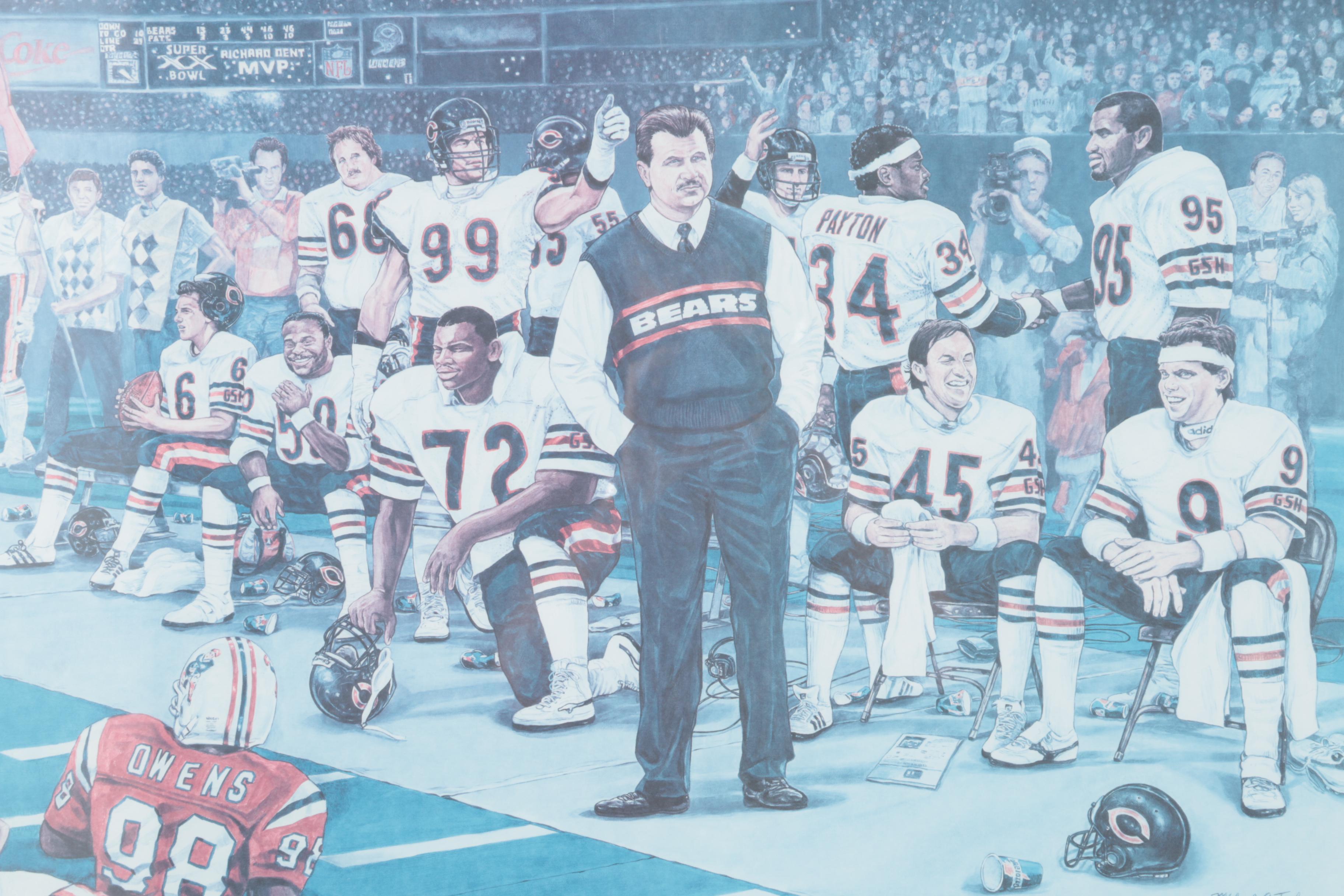 Michael J. Taylor Limited Edition Print Chicago Bears Autographed Mike Ditka