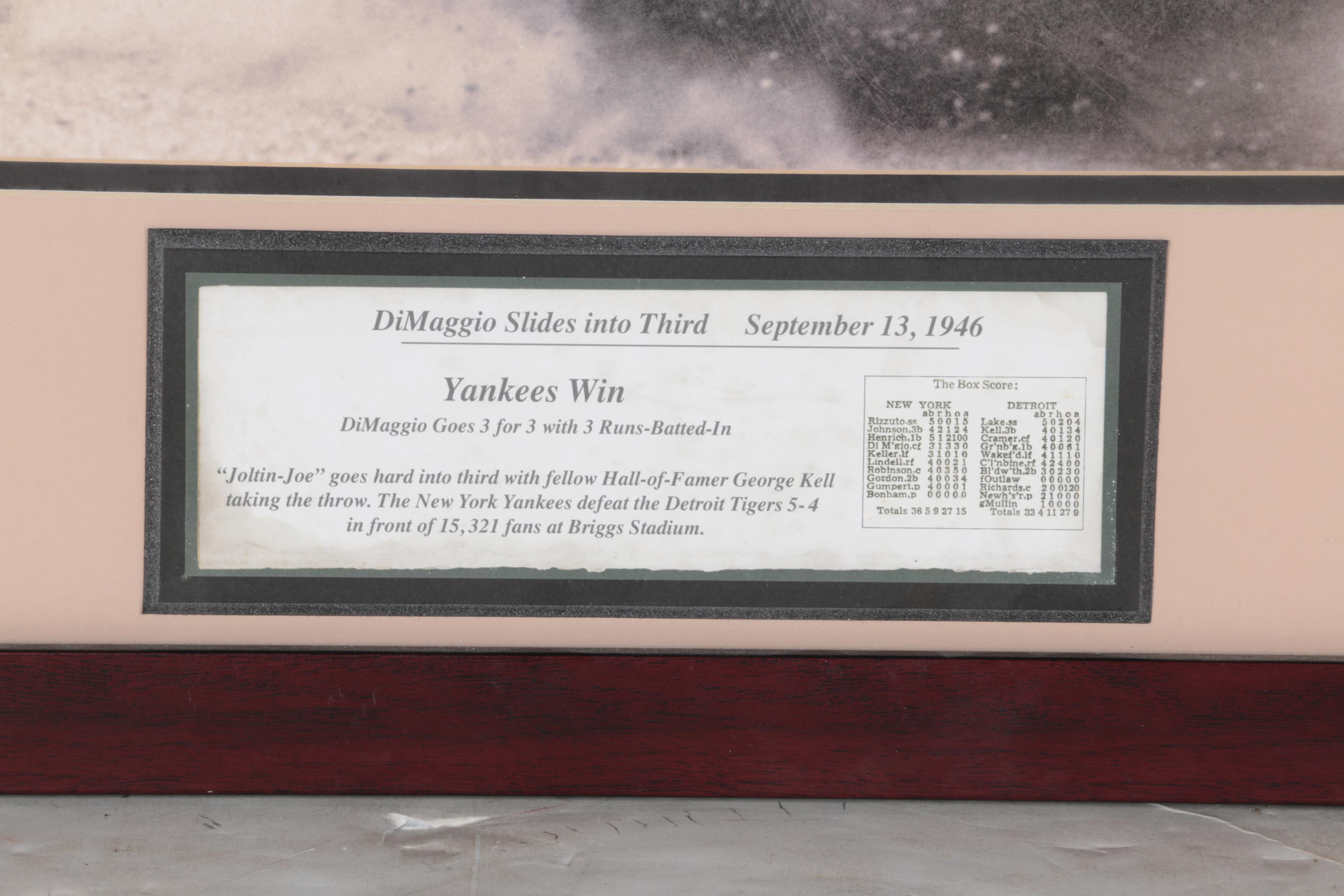 Reproduction Print of "DiMaggio Slides Into Third" Photograph