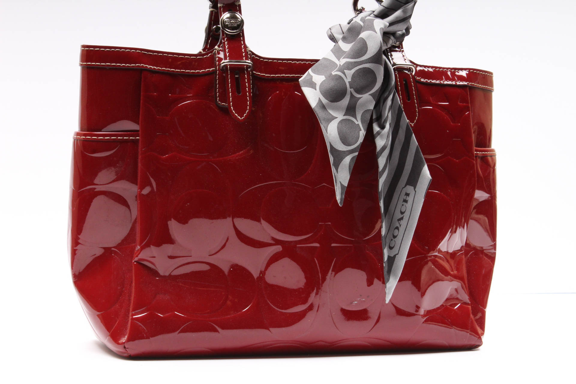 Coach Red Patent Leather Signature East/West Tote