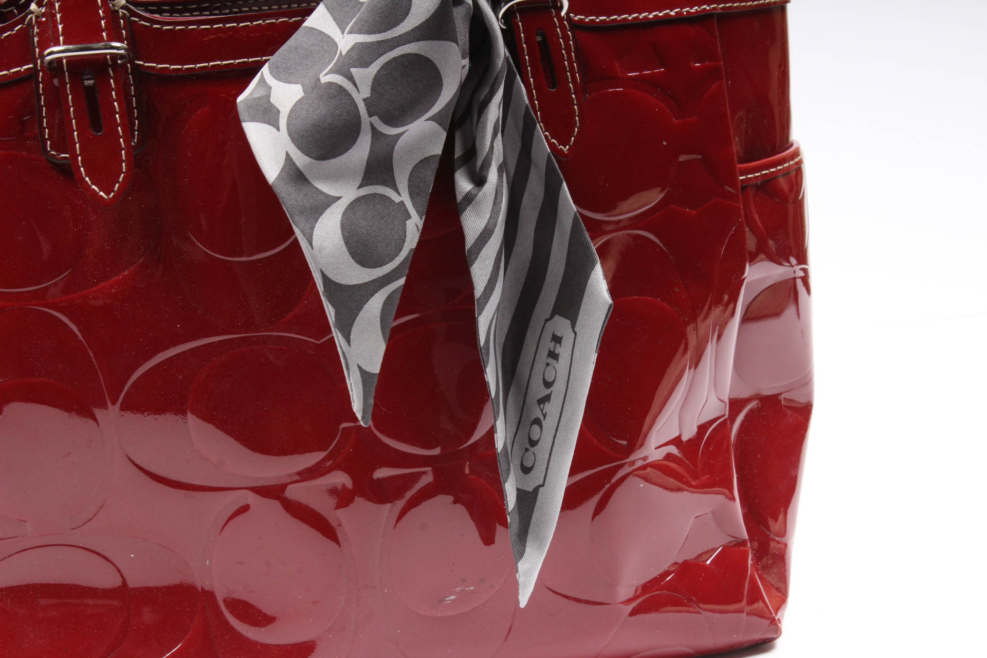 Coach Red Patent Leather Signature East/West Tote