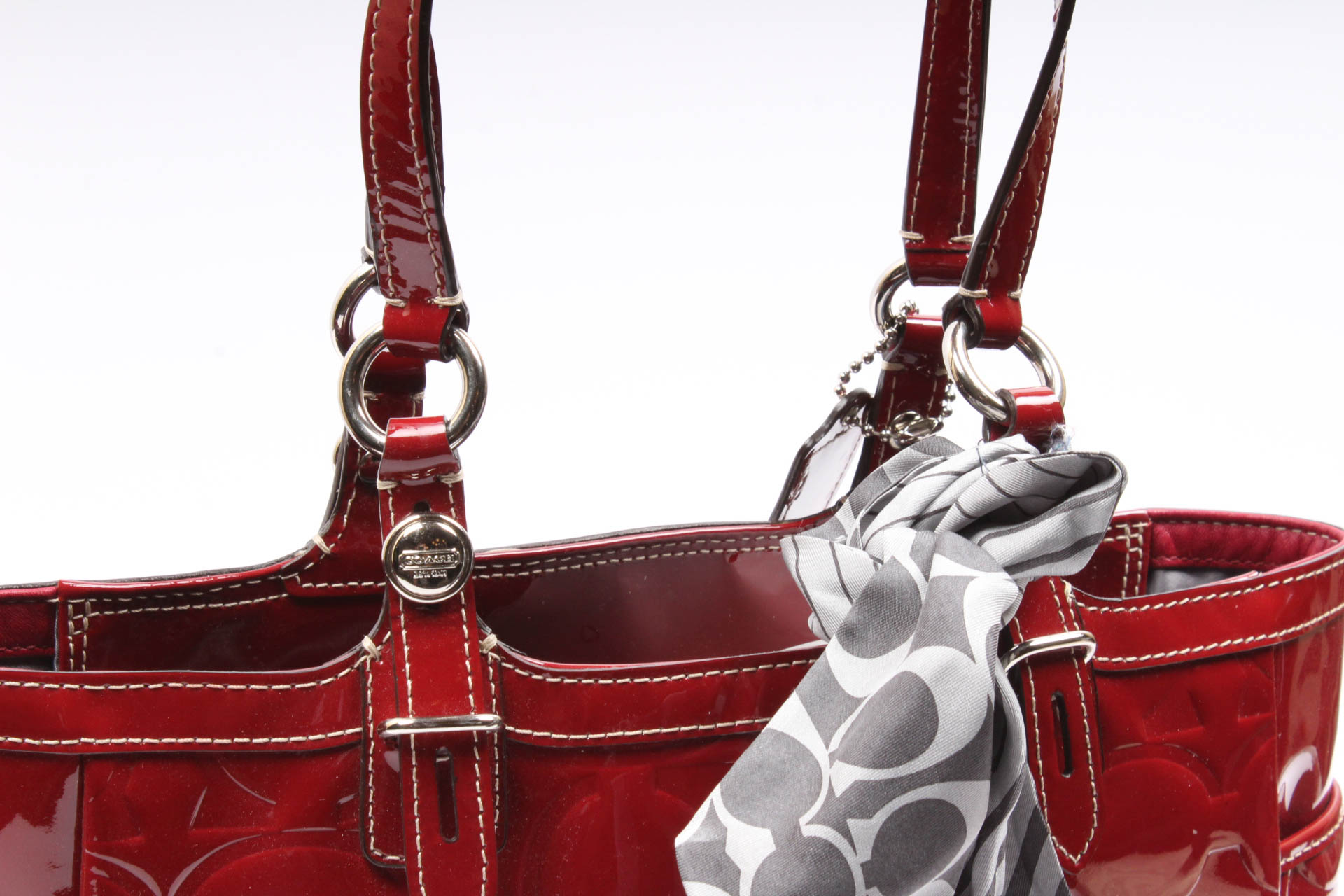 Coach Red Patent Leather Signature East/West Tote