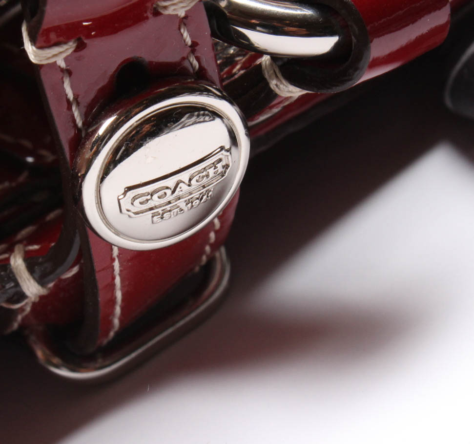 Coach Red Patent Leather Signature East/West Tote