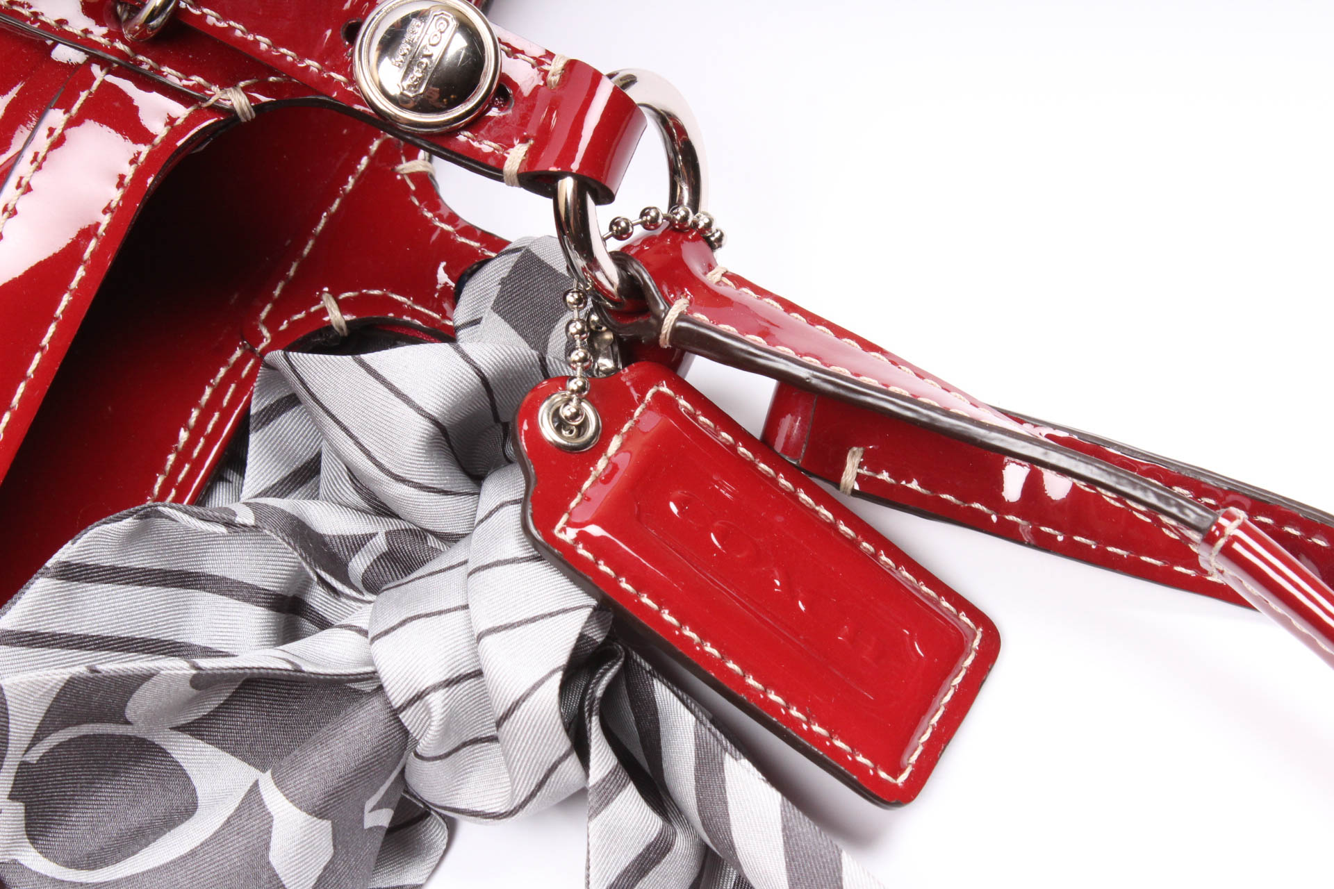 Coach Red Patent Leather Signature East/West Tote