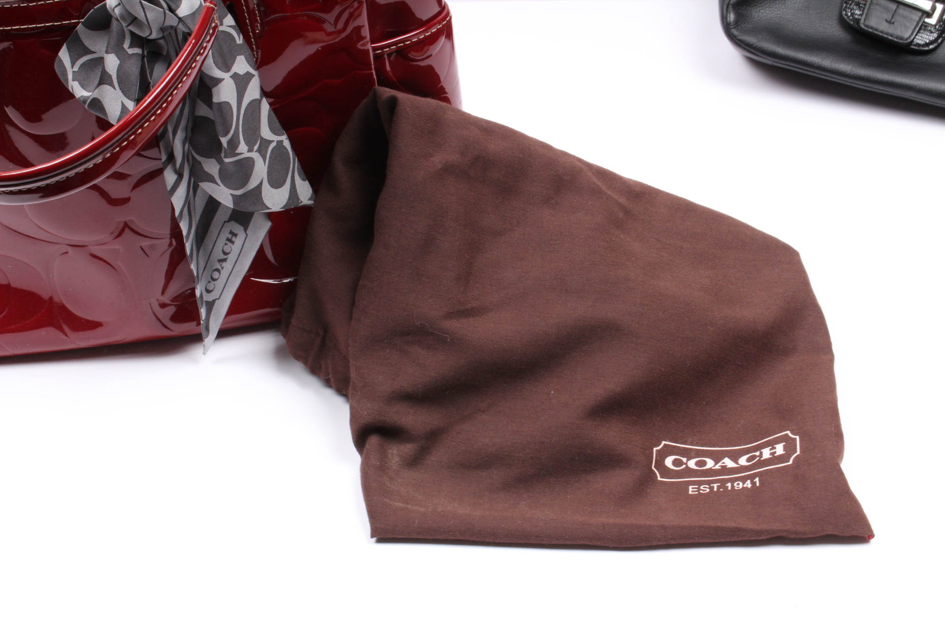 Coach Red Patent Leather Signature East/West Tote