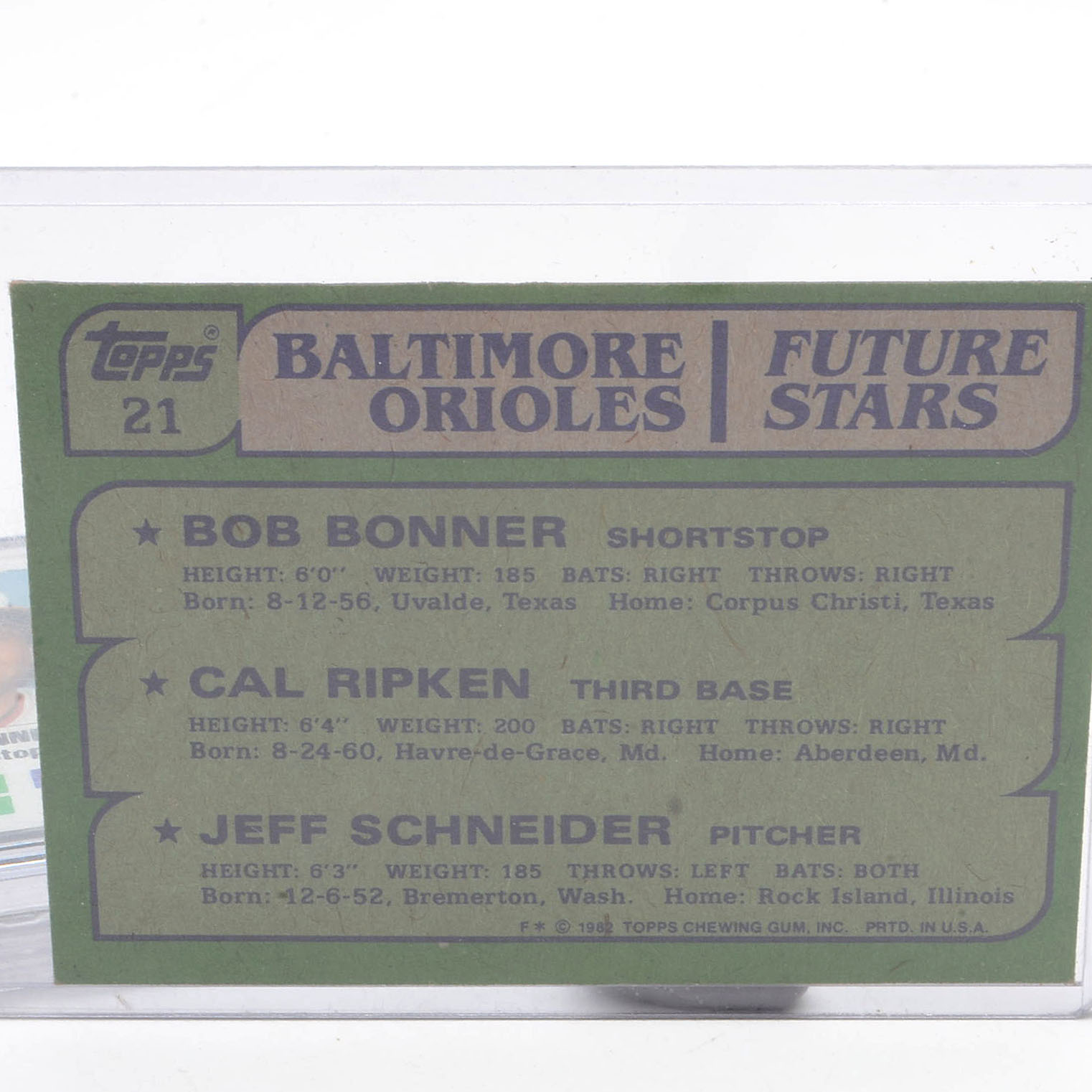 Three 1982 Cal Ripken Jr. Topps Rookie Baseball Cards