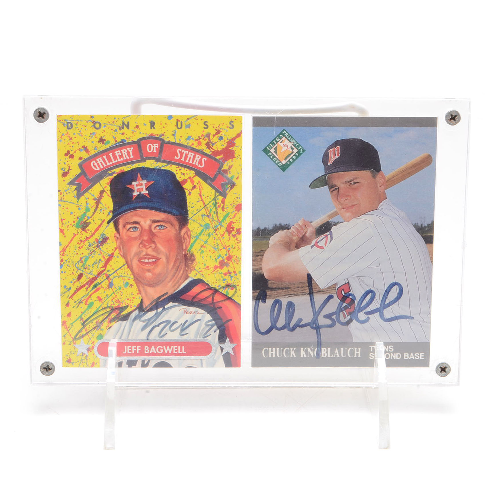 Five Hand-Signed Baseball Cards, Bonds, Bagwell, Puckett