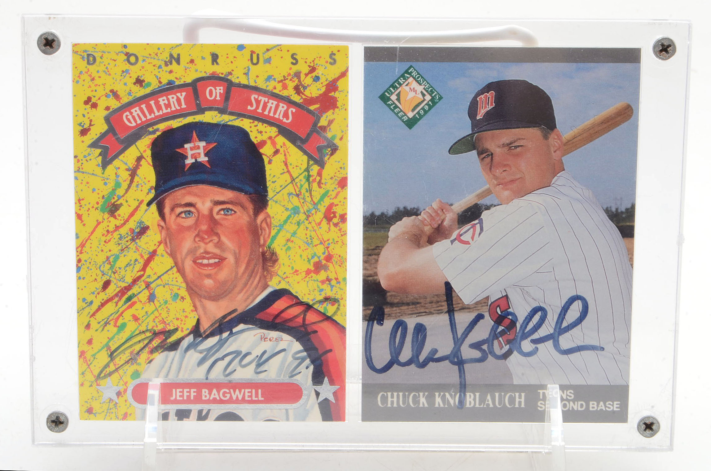 Five Hand-Signed Baseball Cards, Bonds, Bagwell, Puckett