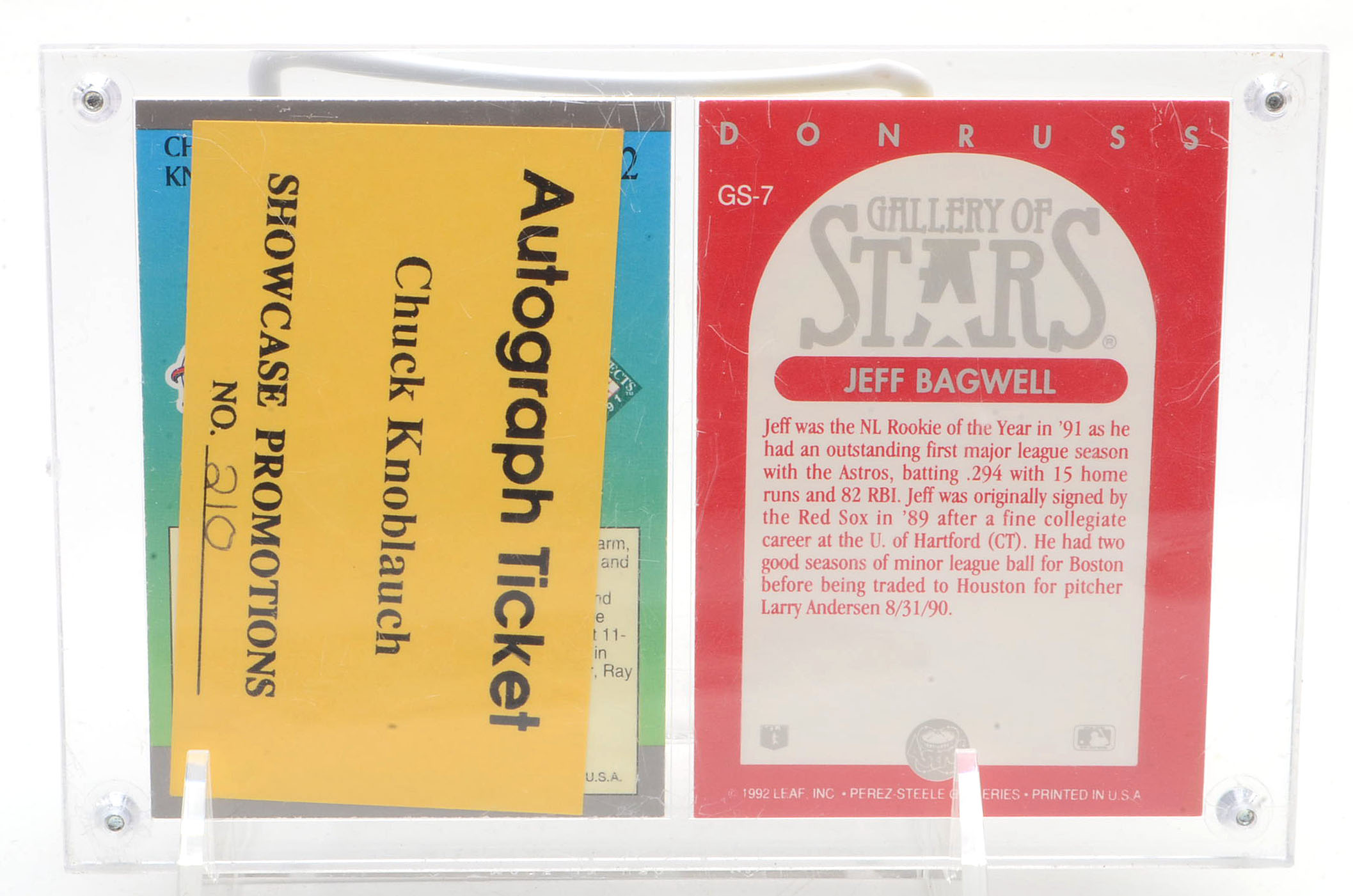 Five Hand-Signed Baseball Cards, Bonds, Bagwell, Puckett