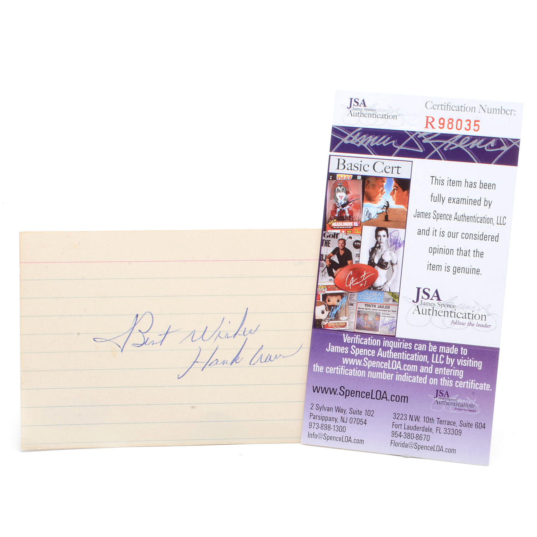 Hank Aaron Cut Signature  COA