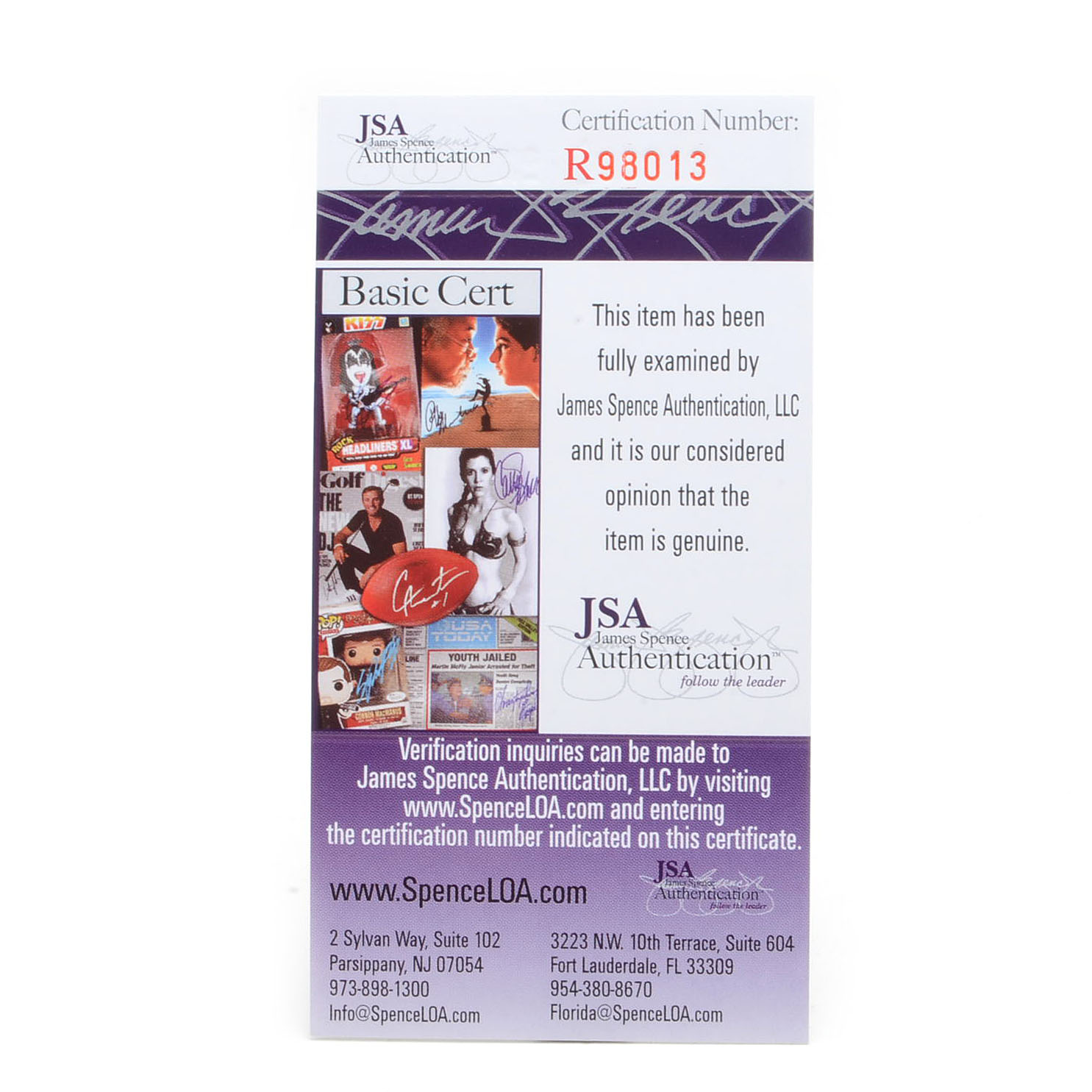 Hogan and Snead Cut Signatures  COAs