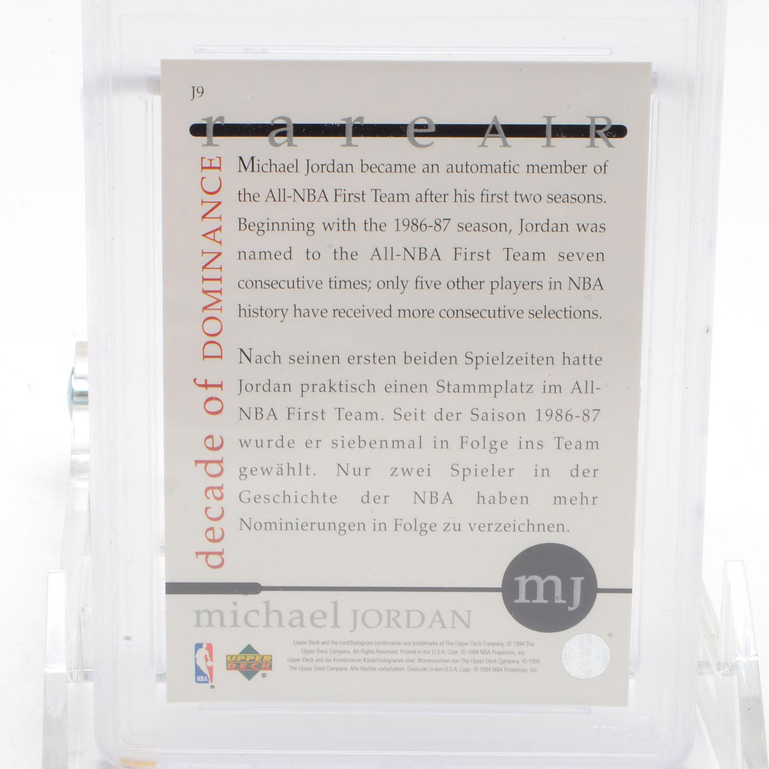 Four 1980s and 1990s Michael Jordan Basketball Cards, Two Graded