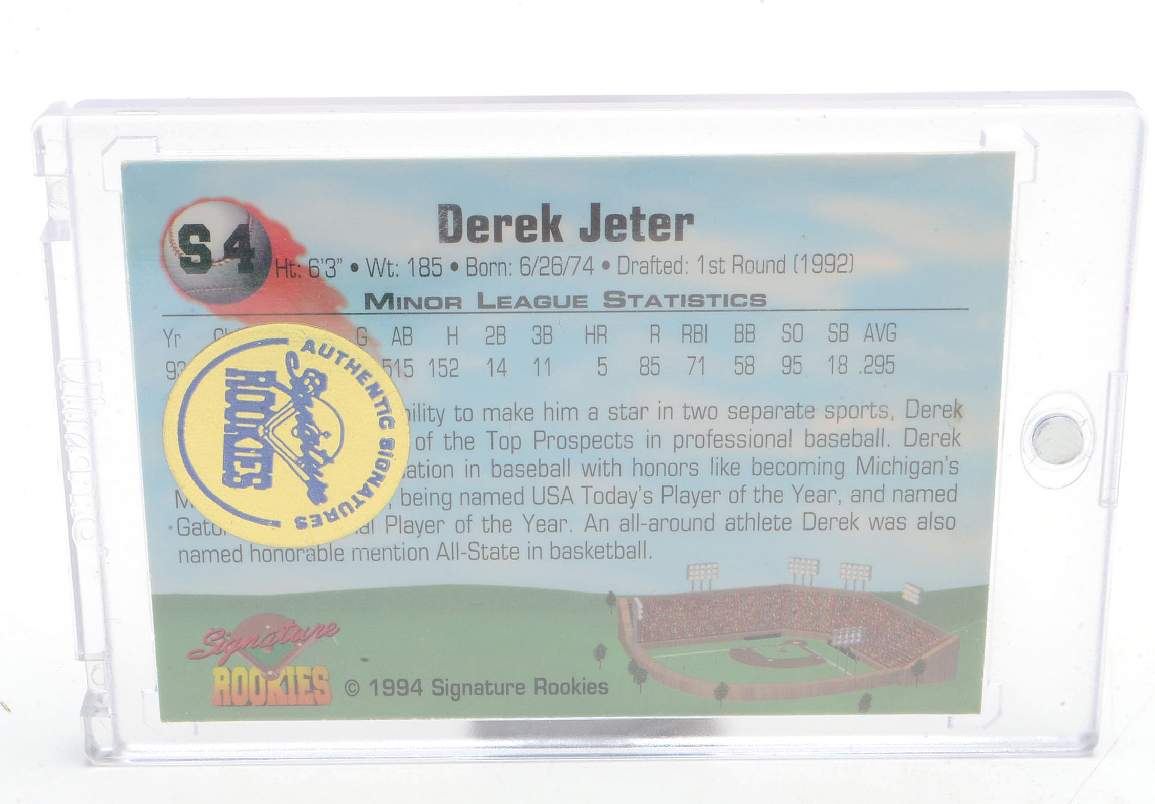 1994 Derek Jeter Certified Autograph Rookie Baseball Card