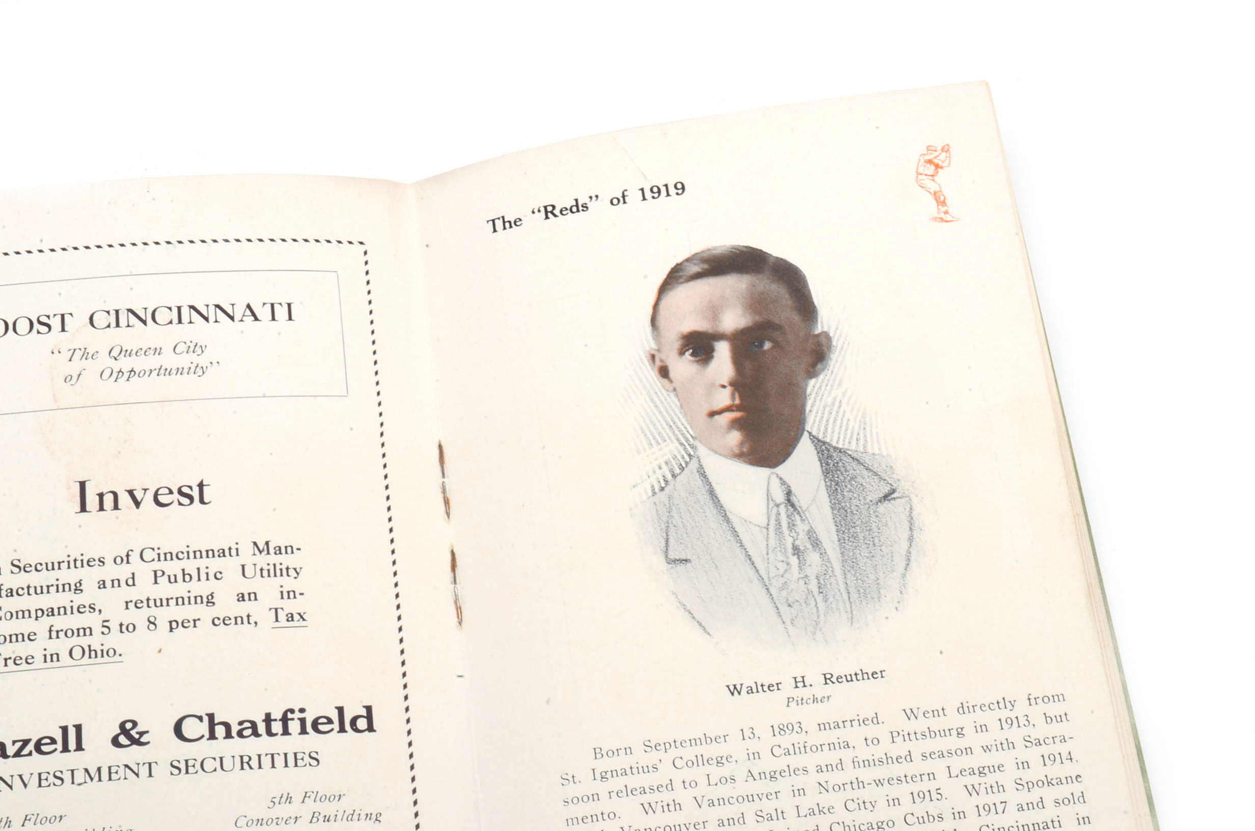 1919 Reds "Players Souvenir" Program