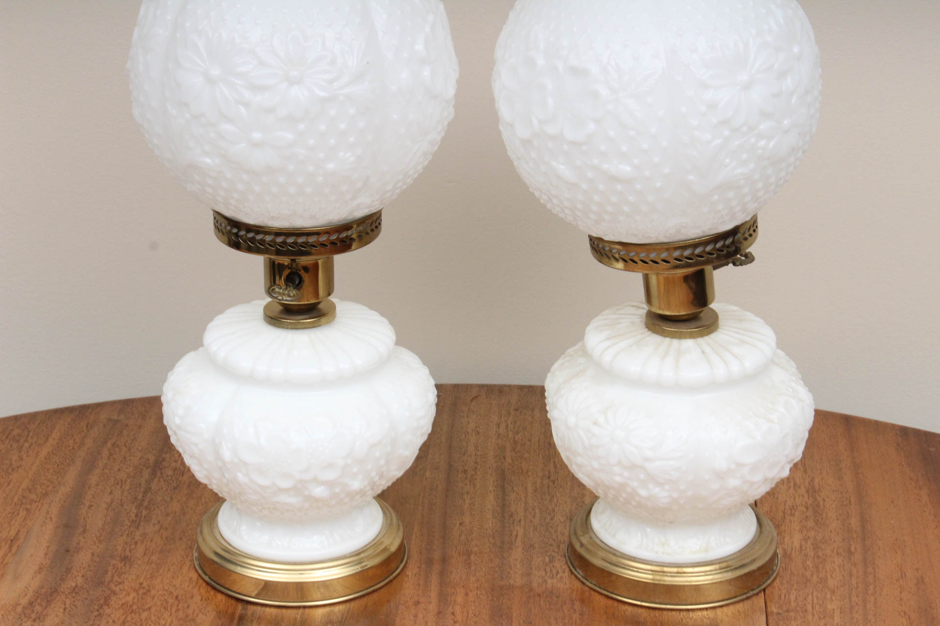 Vintage Milk Glass Table Lamp Pair