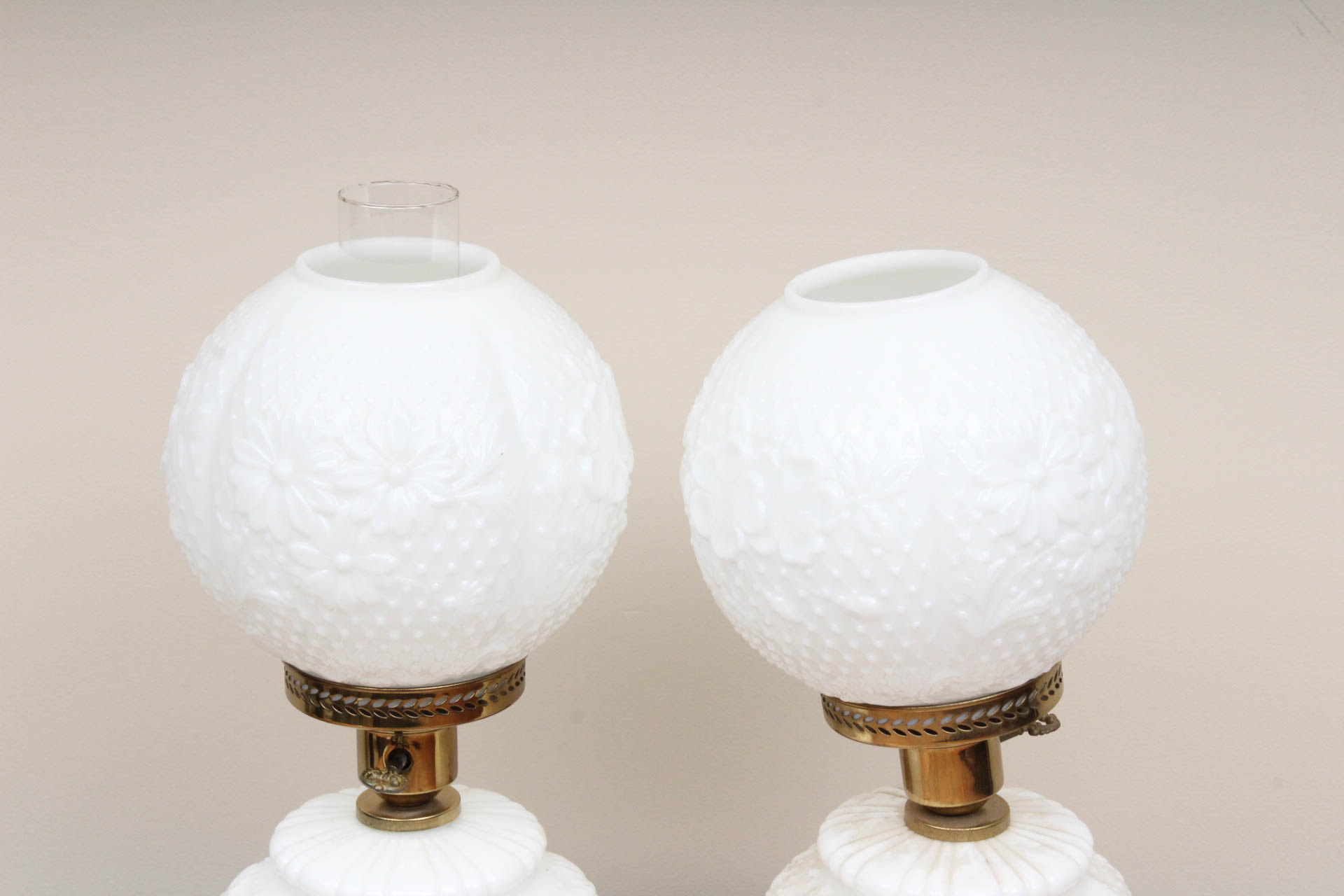 Vintage Milk Glass Table Lamp Pair