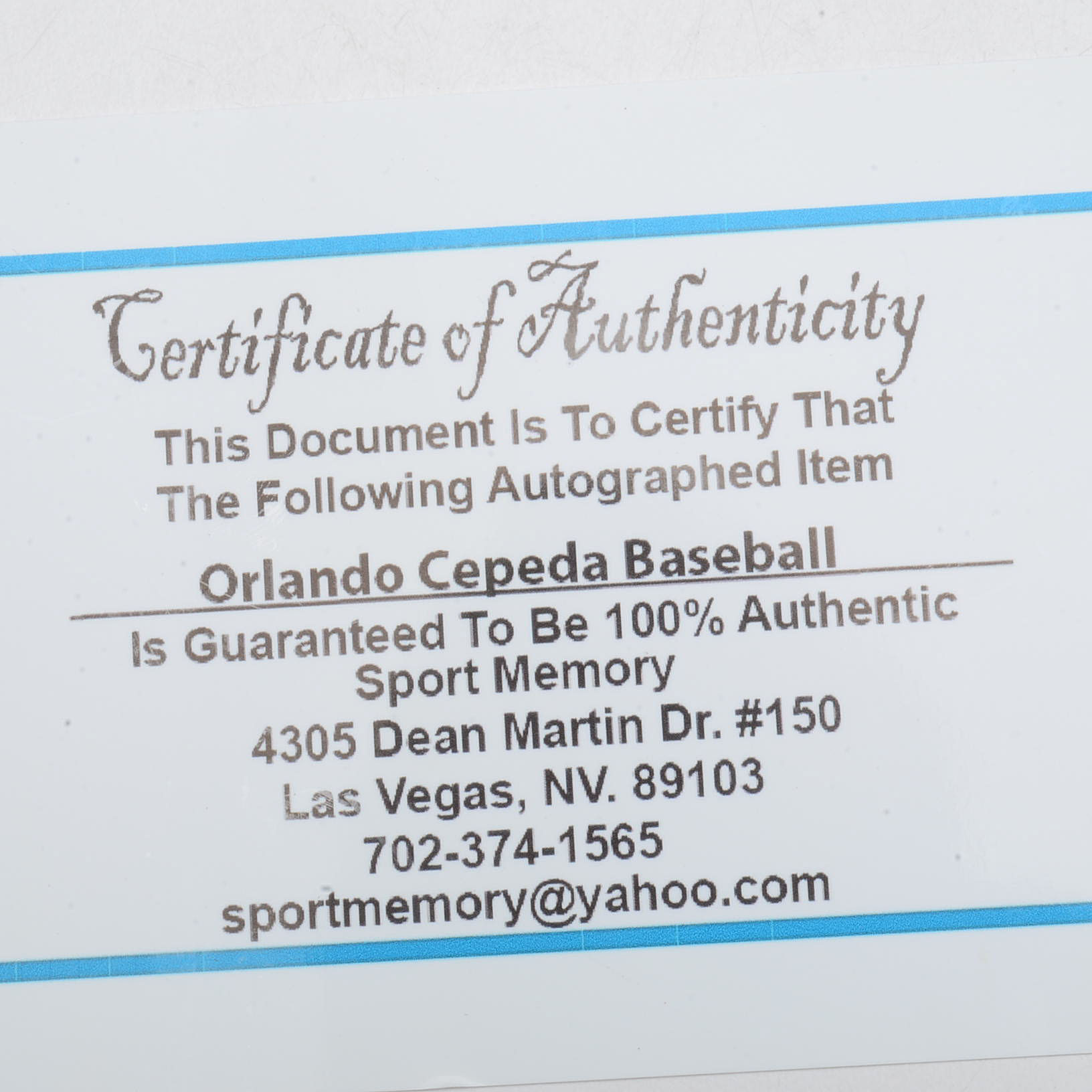 Orlando Cepeda Signed Rawlings ML Baseball In Holder