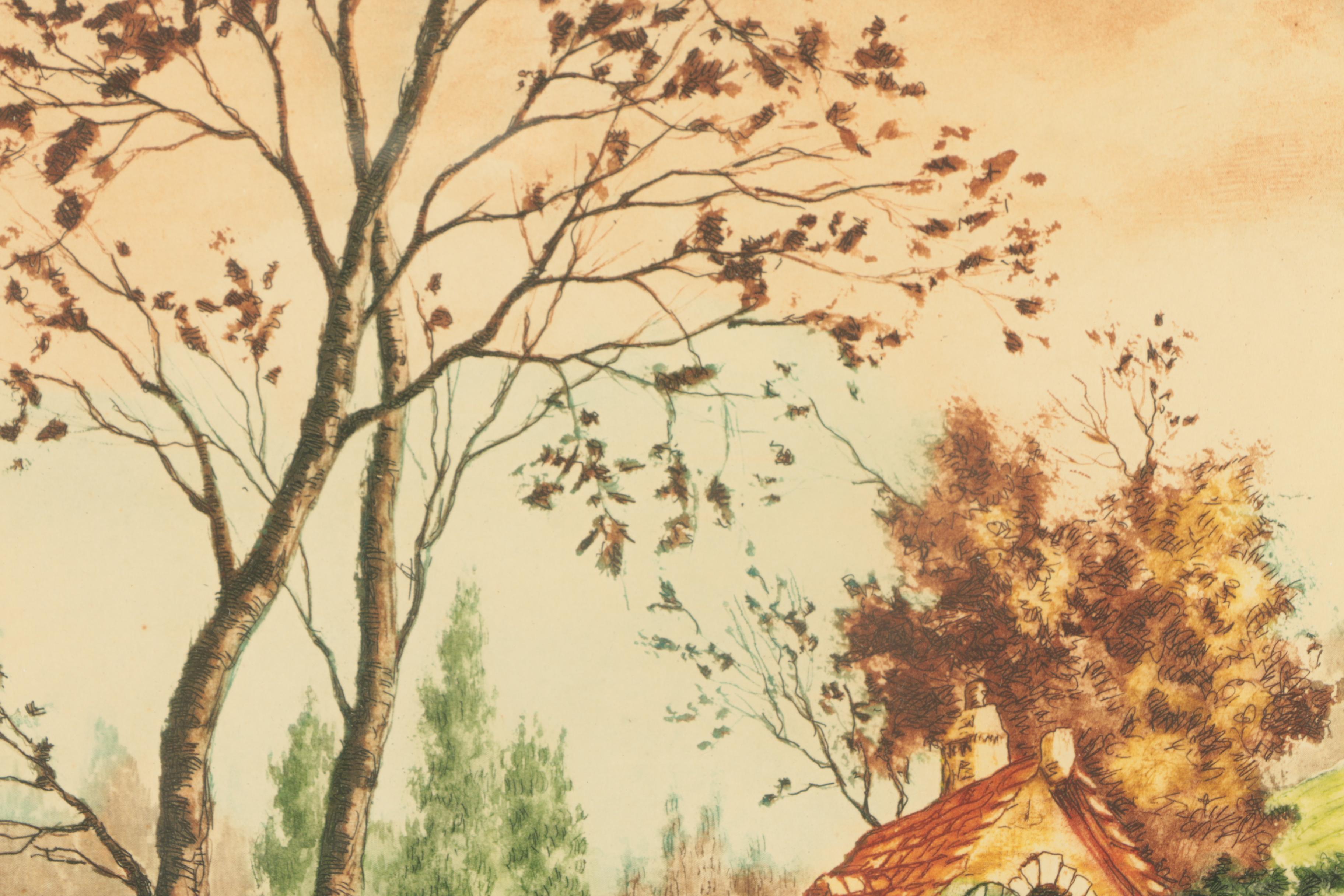 Paris Etching Society Hand Colored Etching "Tranquillite"