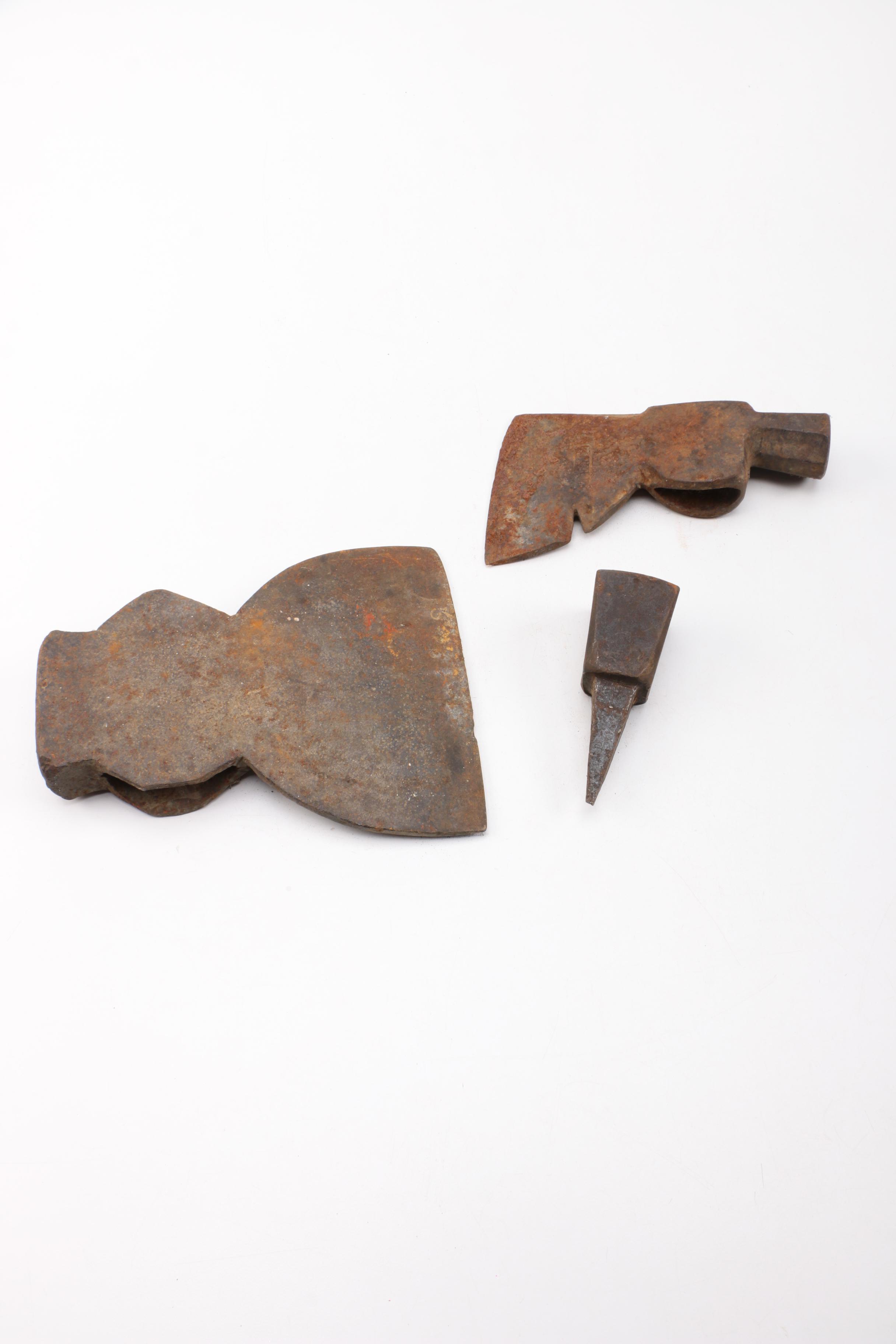 Two Vintage Ax Blades with Spike