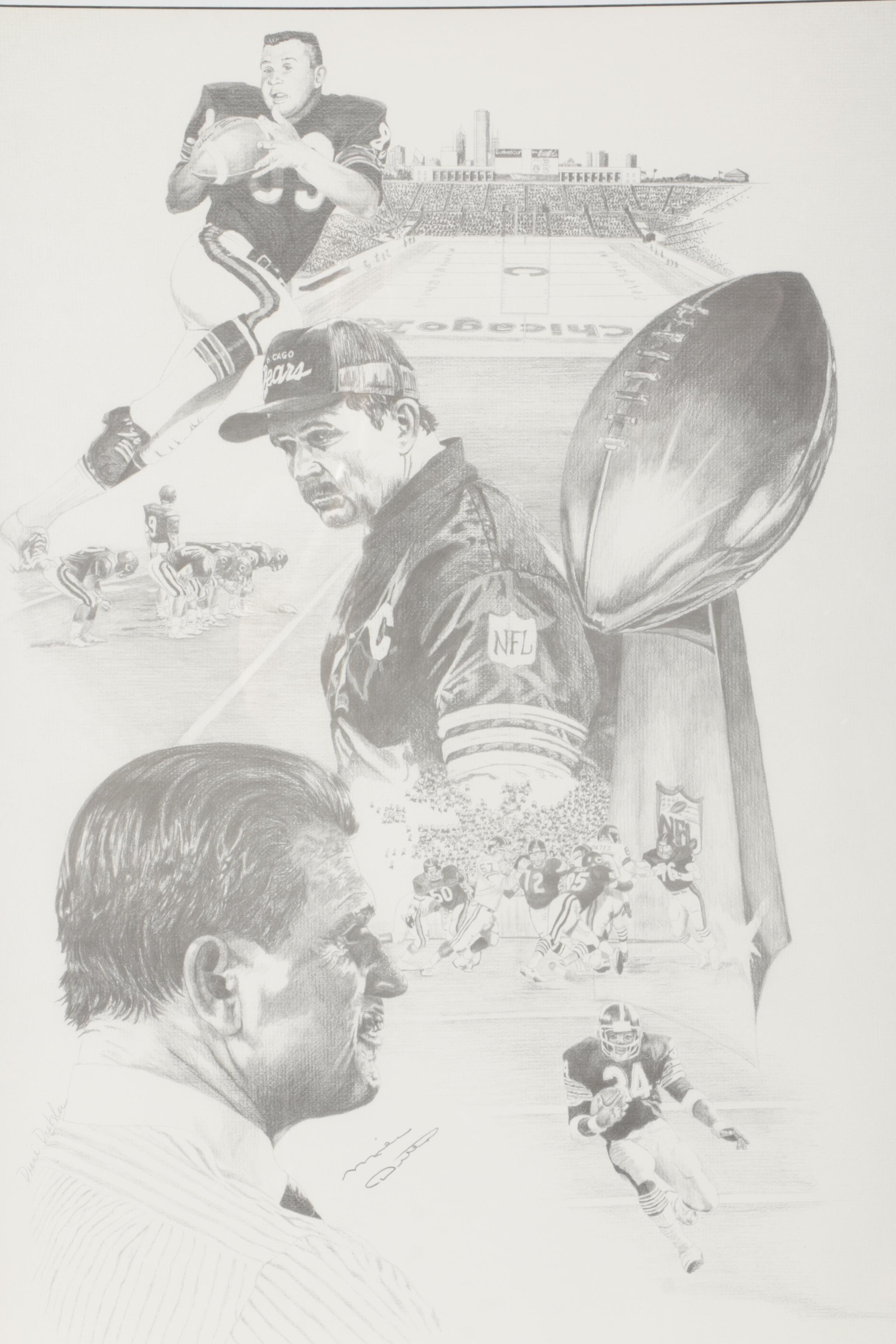 Mike Ditka Signed Offset Lithograph