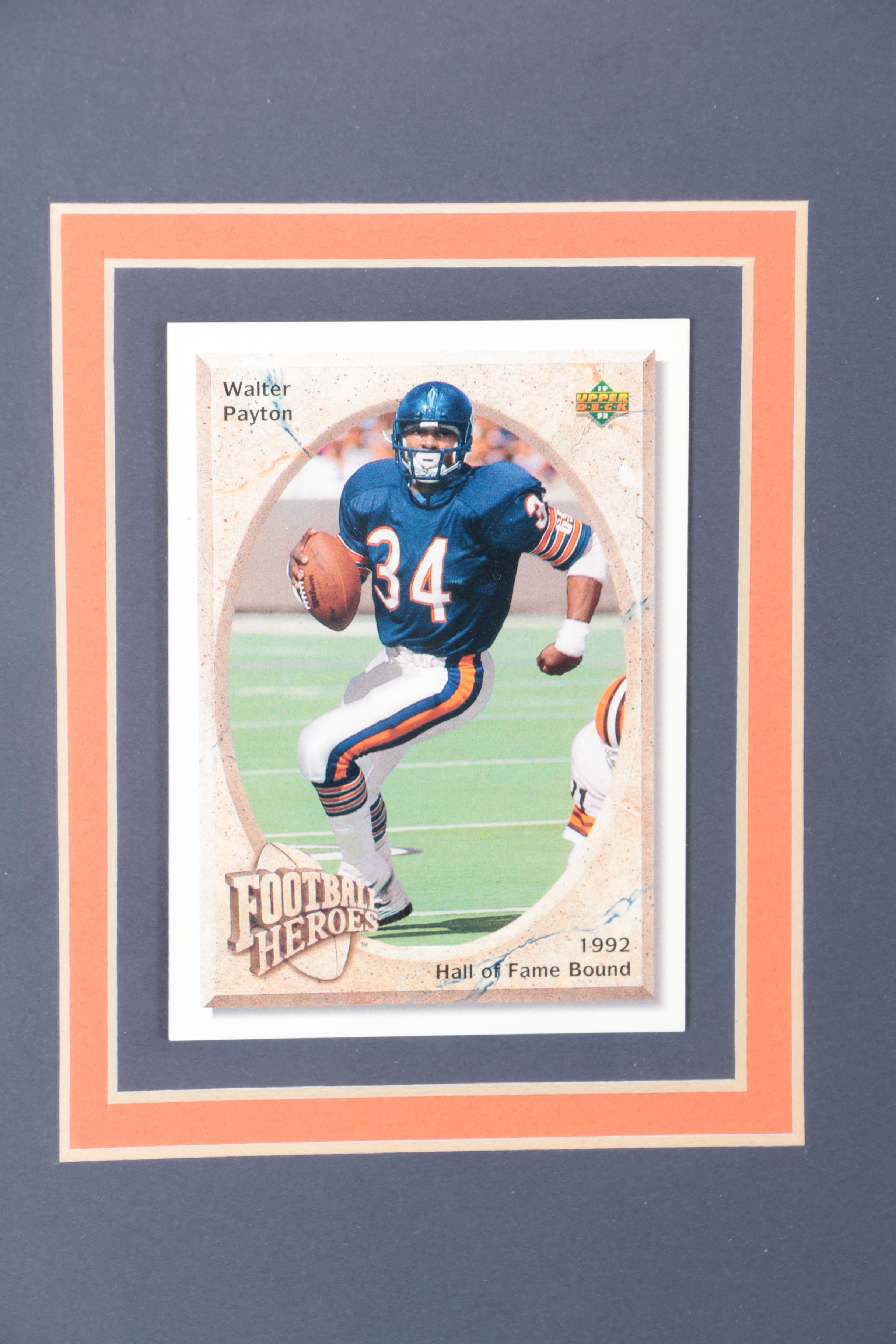 Walter Payton Football Card Display With Photographer-Signed "Pantsing" Photo
