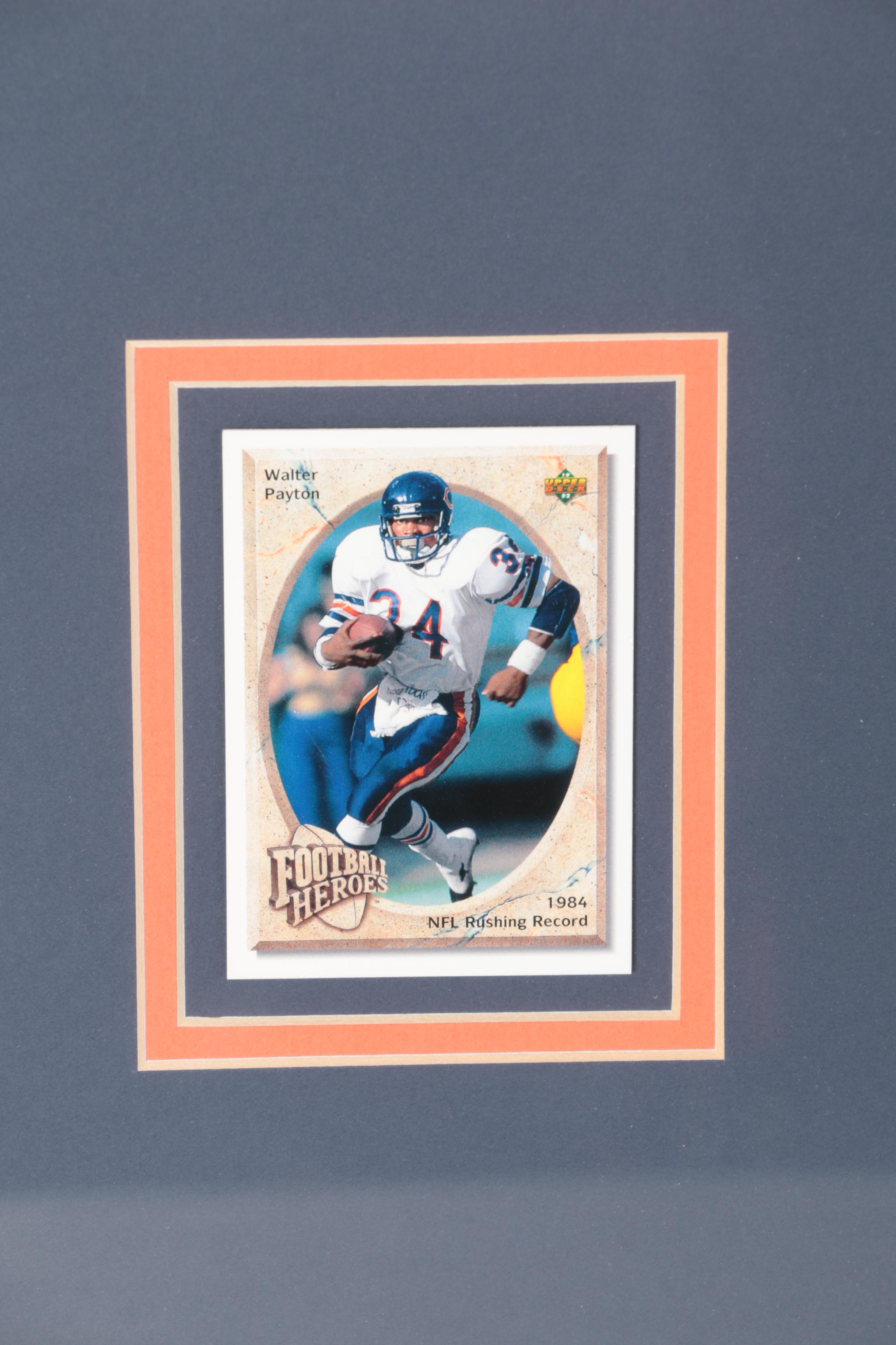 Walter Payton Football Card Display With Photographer-Signed "Pantsing" Photo