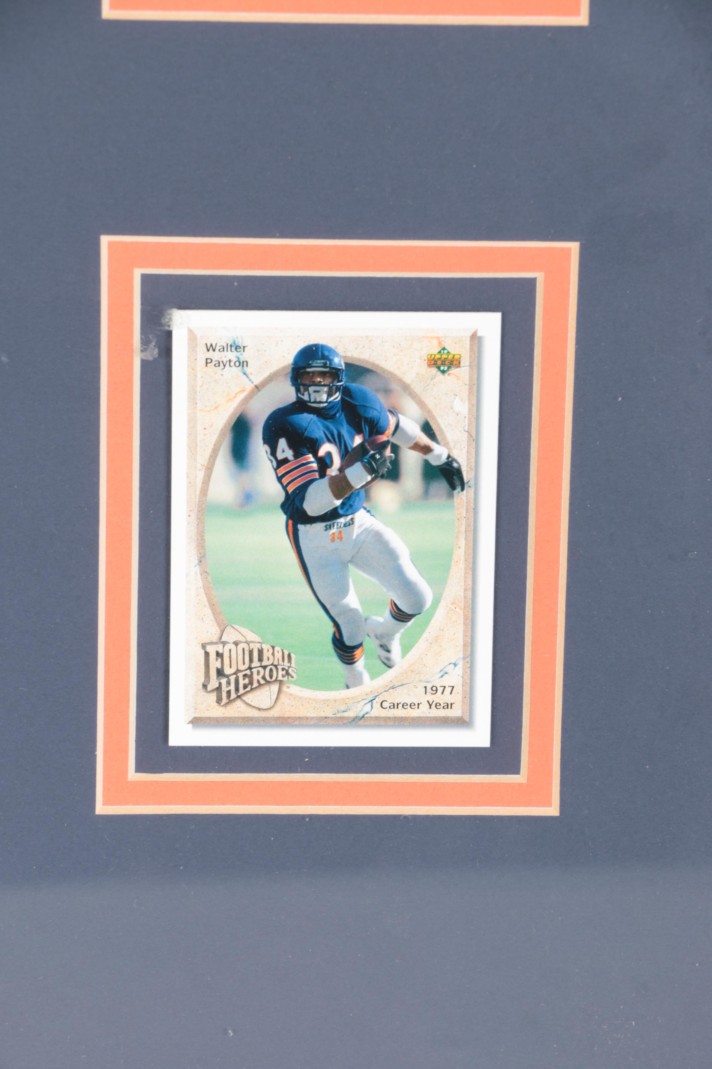 Walter Payton Football Card Display With Photographer-Signed "Pantsing" Photo