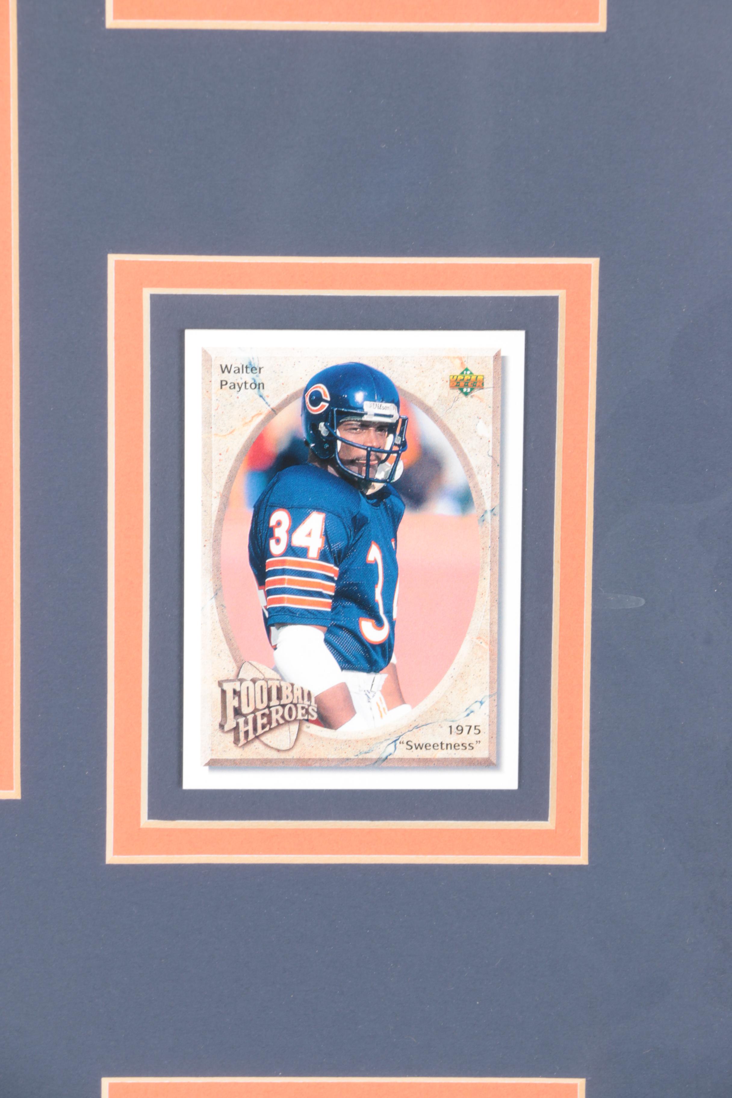 Walter Payton Football Card Display With Photographer-Signed "Pantsing" Photo