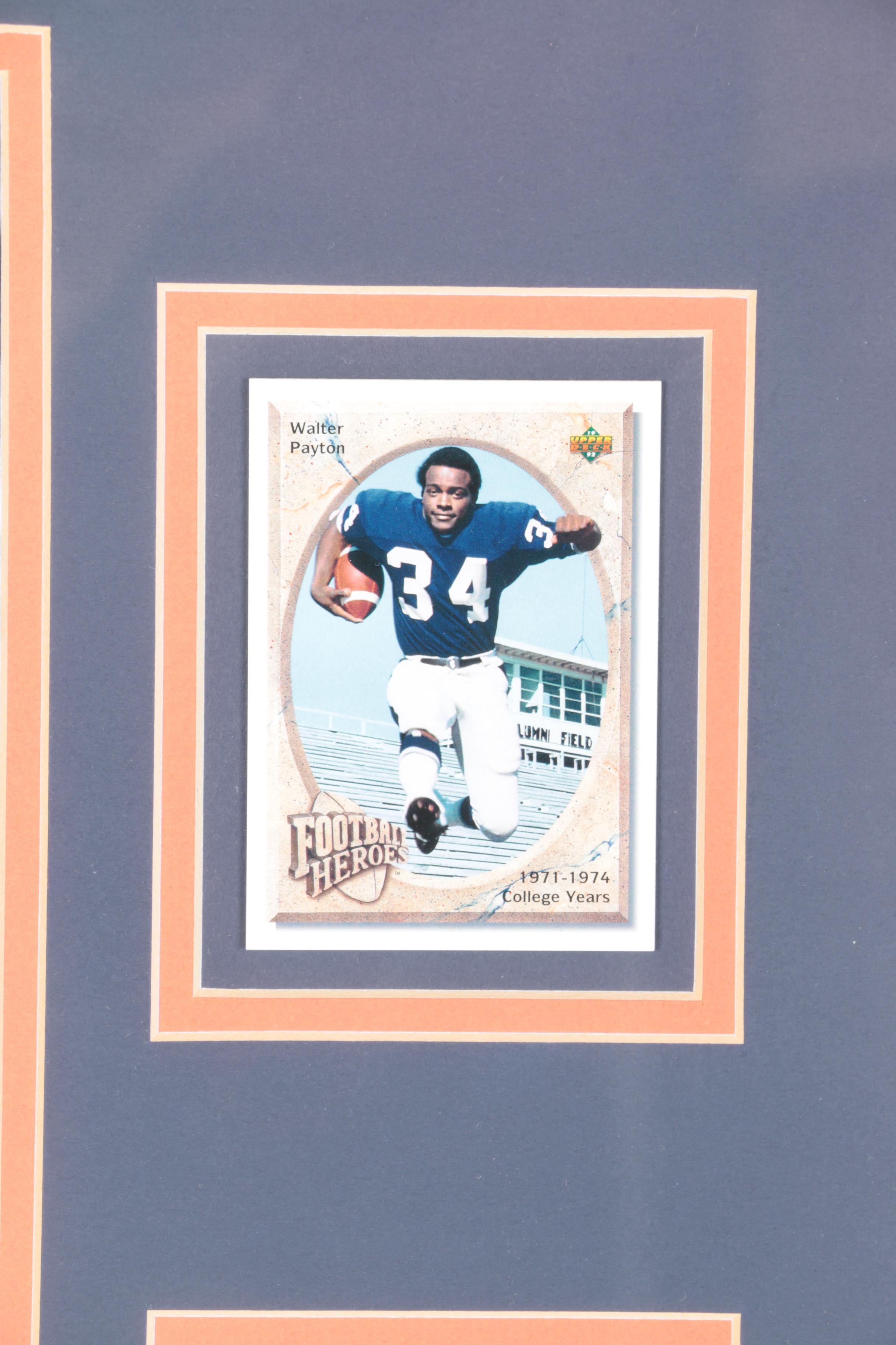 Walter Payton Football Card Display With Photographer-Signed "Pantsing" Photo